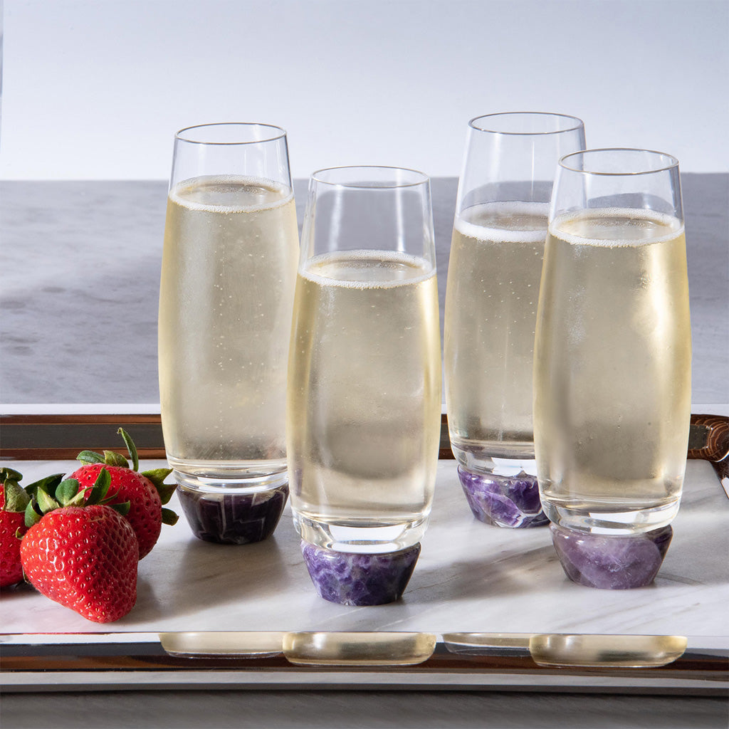 Elevo Champagne Glasses Gift Set, Amethyst by ANNA New York