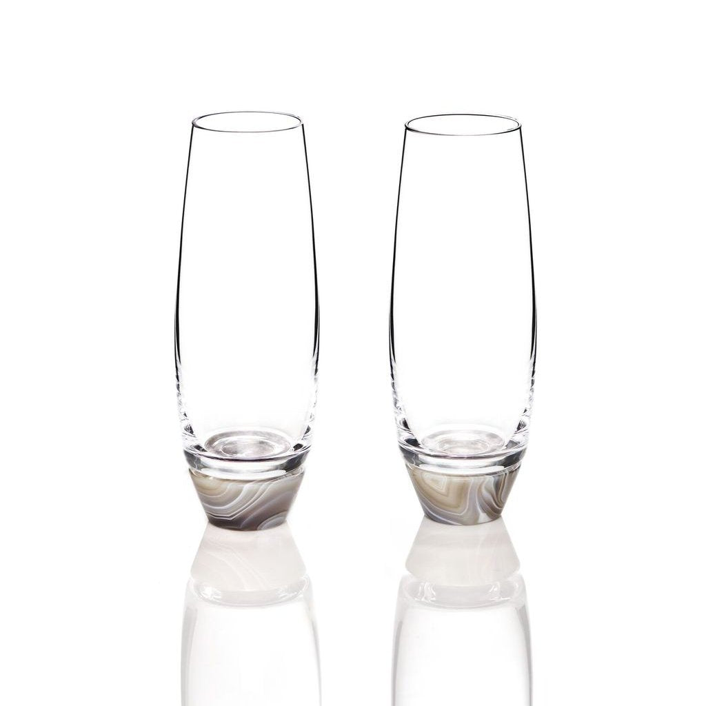 Elevo Champagne Glasses, Smoke Agate by ANNA New York