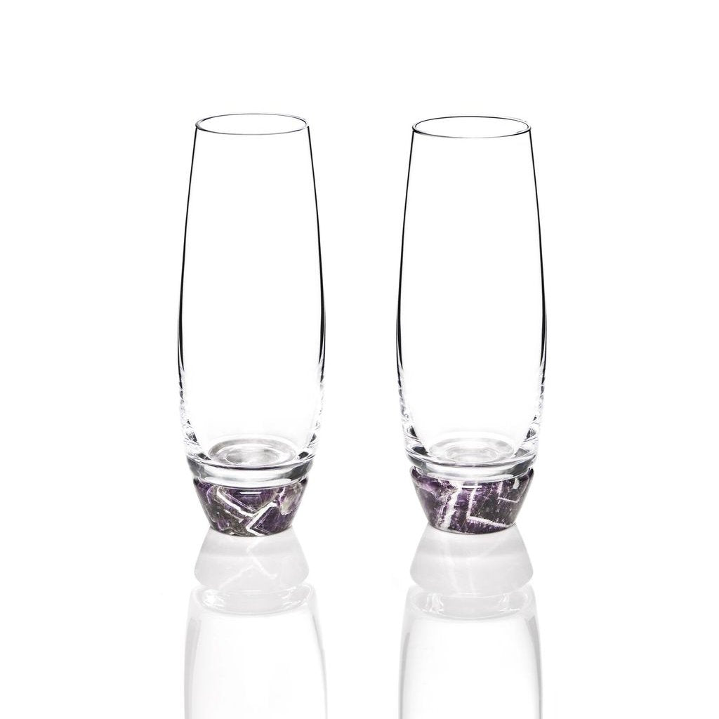 Elevo Champagne Glasses, Smoke Agate by ANNA New York