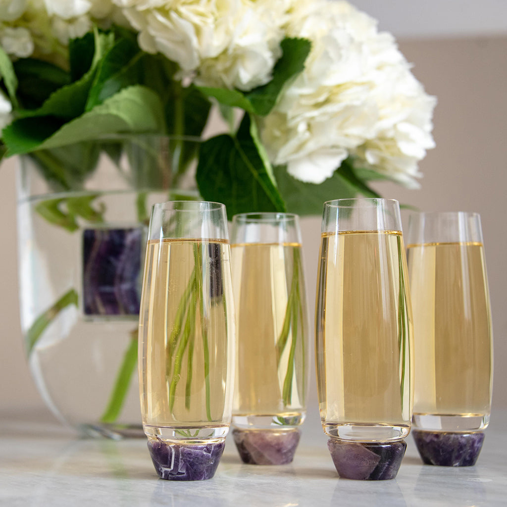 Elevo Champagne Glasses Gift Set, Amethyst by ANNA New York