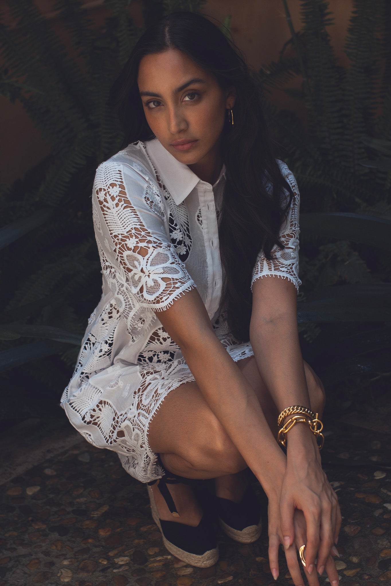 Elle Tropical Cotton Embroidery Mini Dress - Pure White by Miguelina