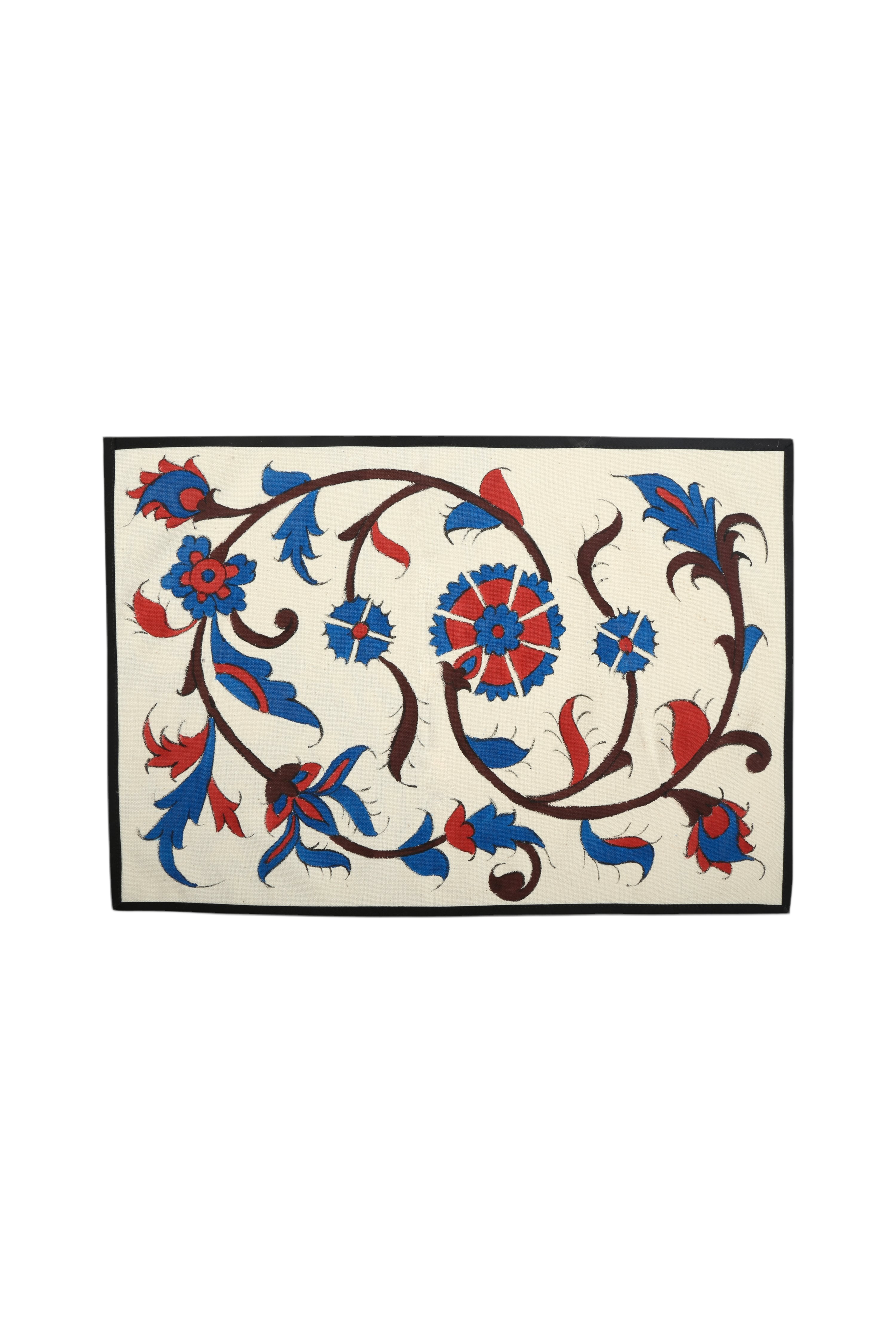 Isfahan Hand-Painted Placemats - Red & Blue by Rosewater House