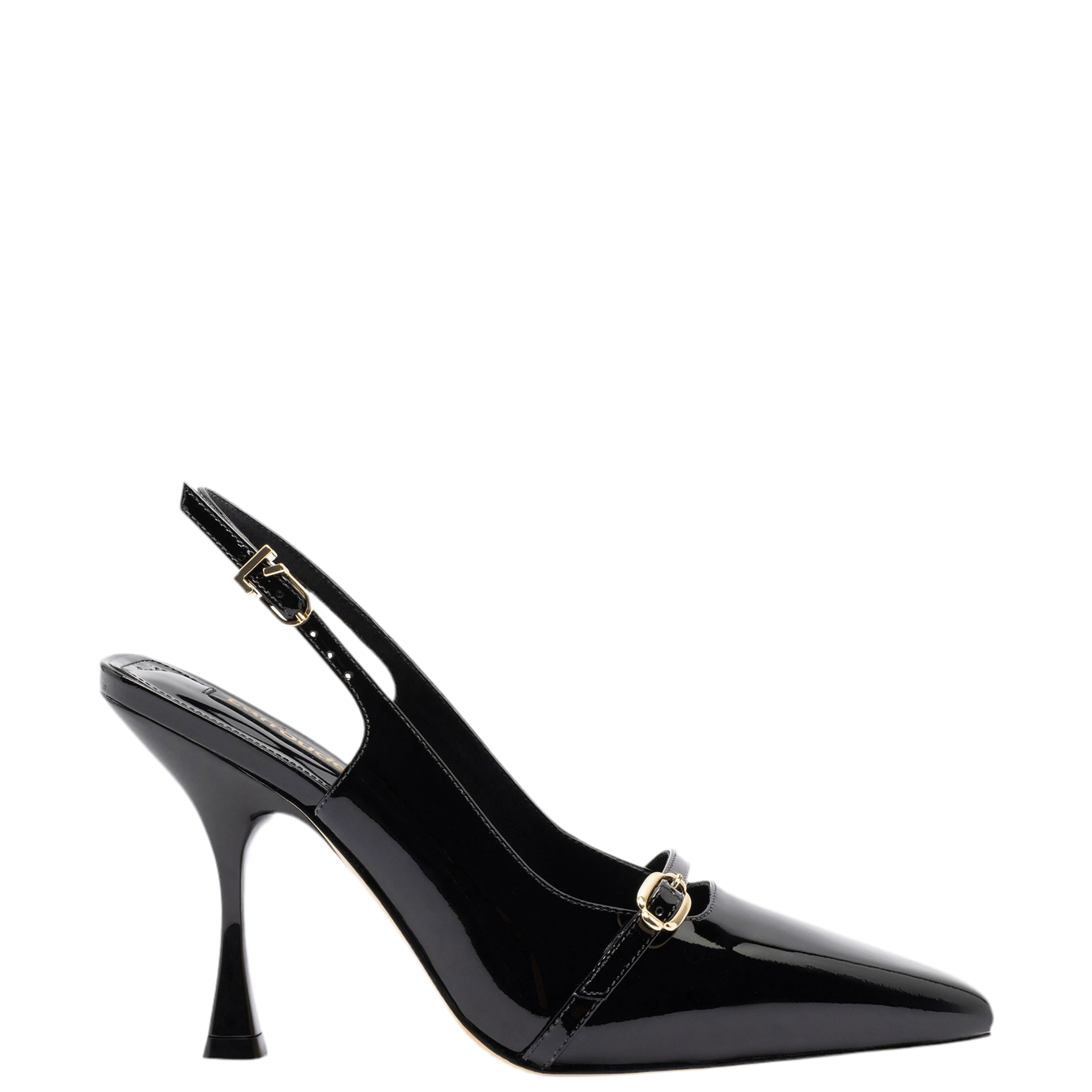 Ines Hi Pump in Black Patent Leather by Larroudé