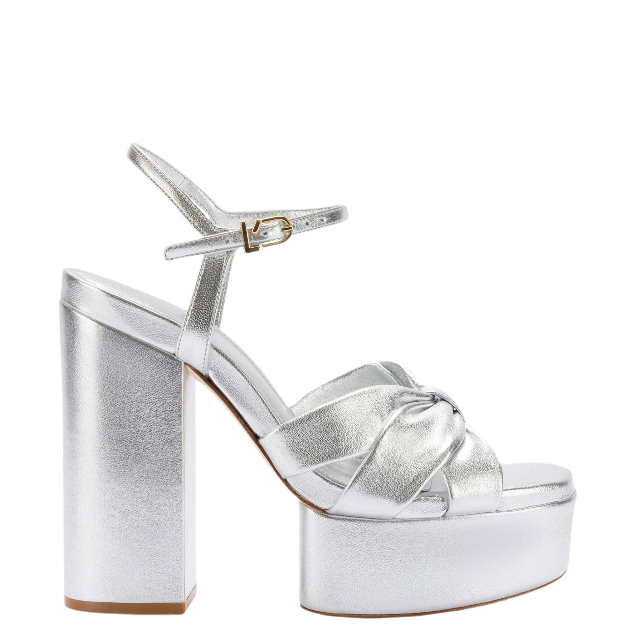 Vivienne Platform Sandal In Silver Metallic Leather by Larroudé