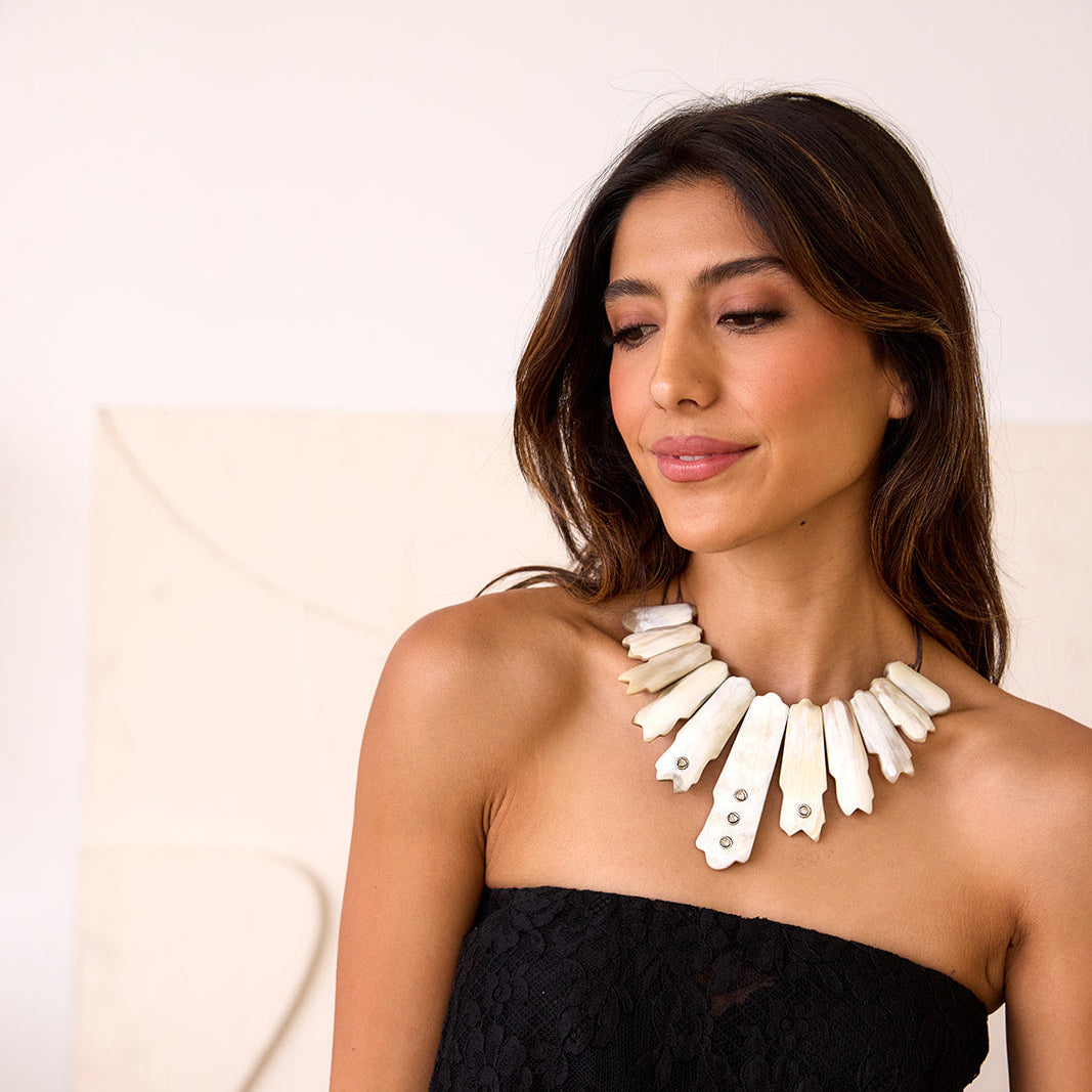 Light Matte Horn Collar by S. Carter Designs