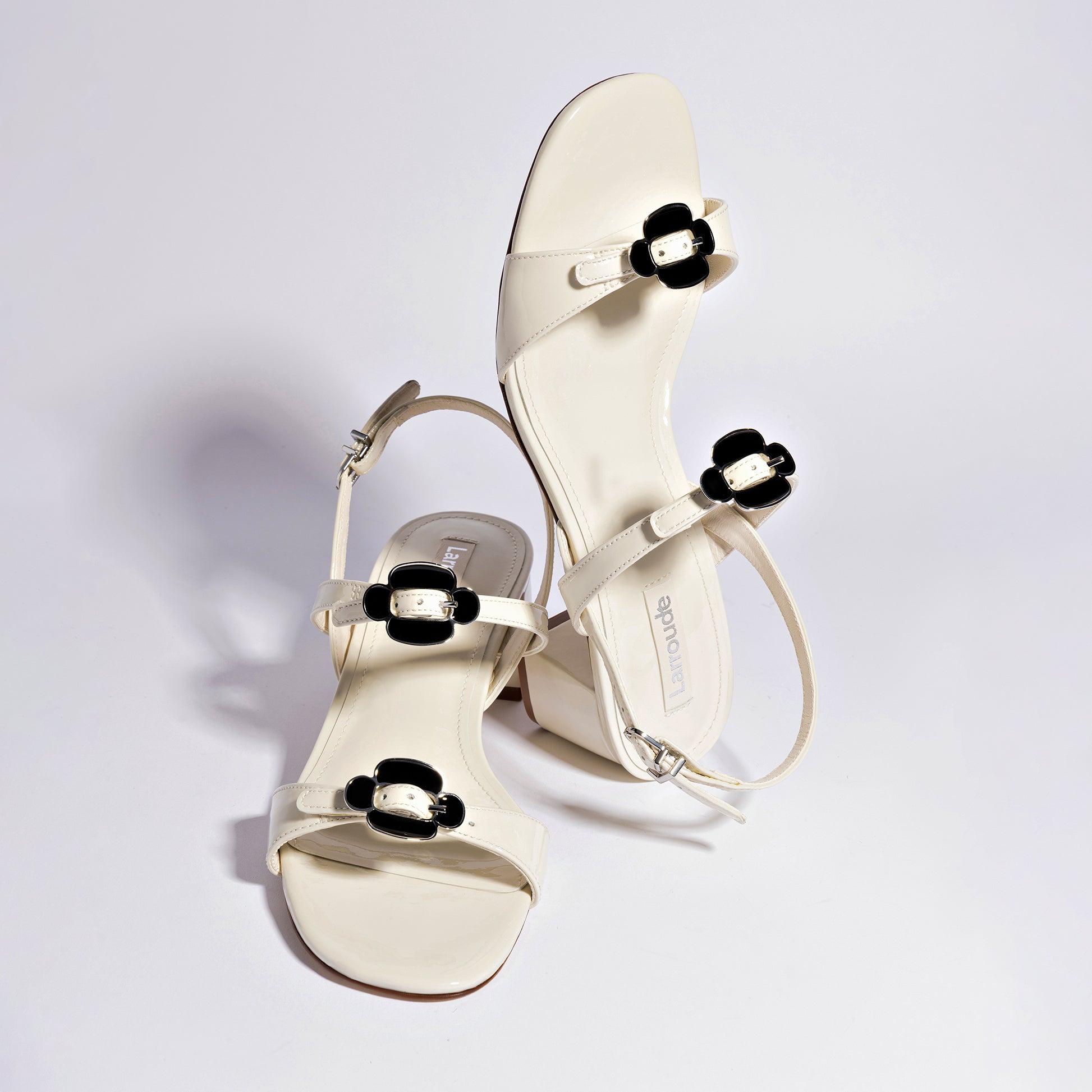 Tinx Block In Ivory Patent Leather by Larroudé