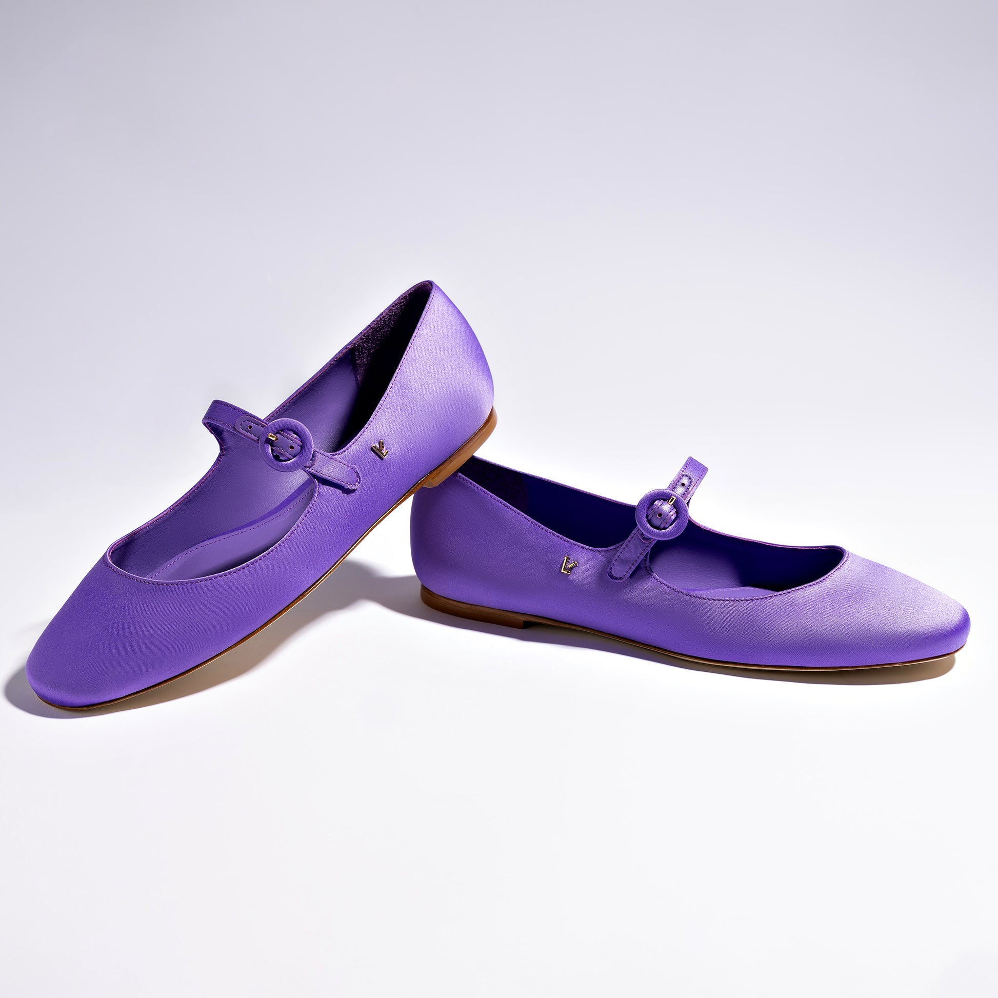 Blair Ballet Flat In Violet Satin by Larroudé