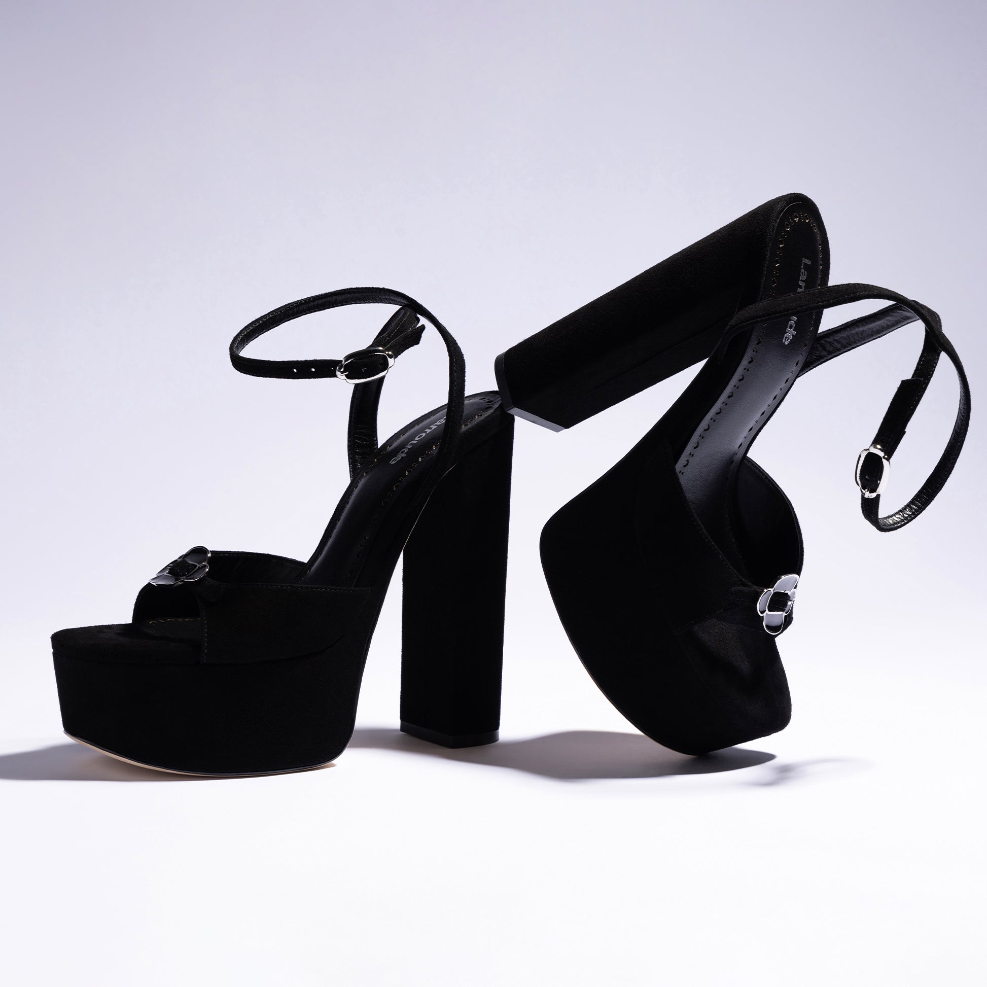 Daisy Platform In Black Suede by Larroudé