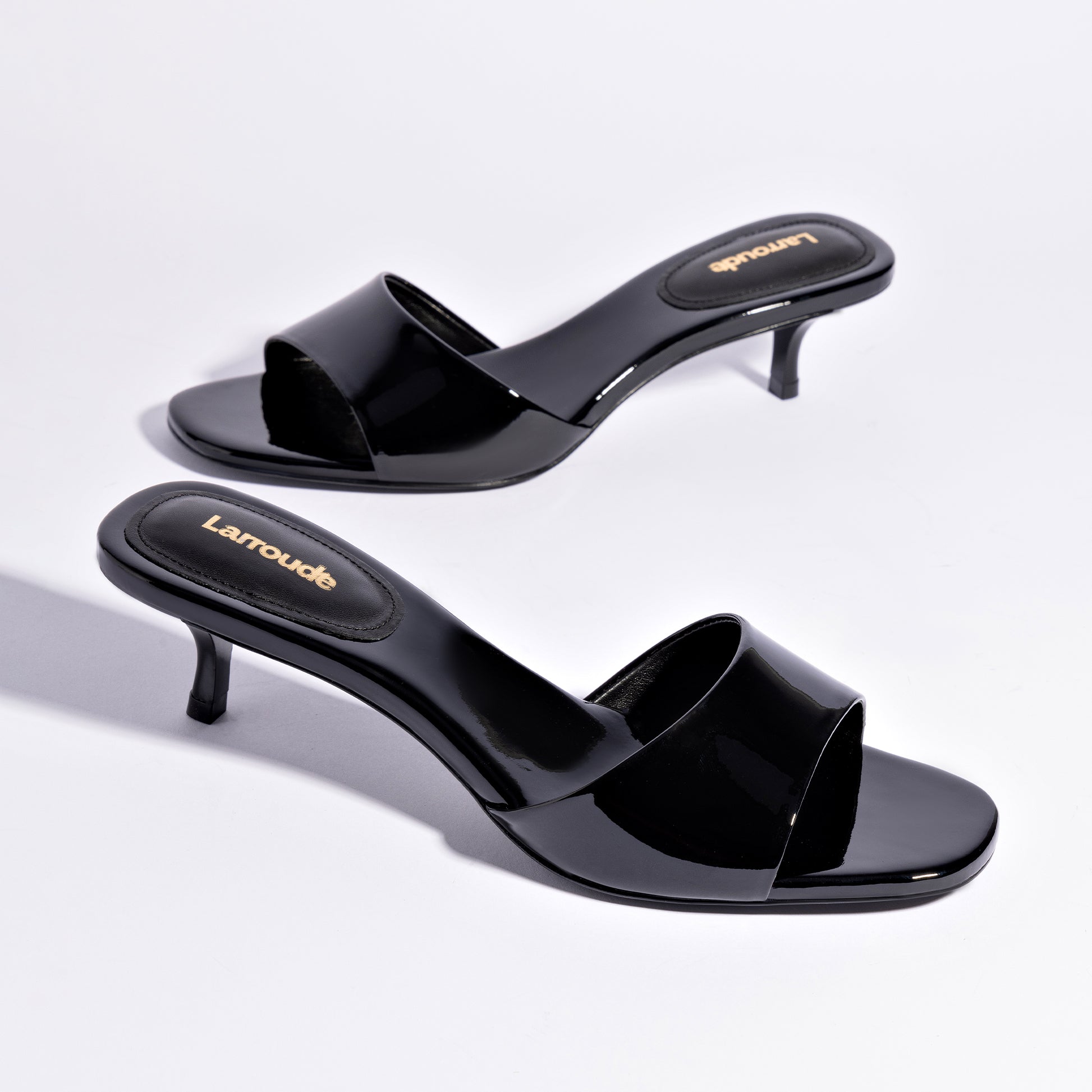 Greta Mule In Black Patent Leather by Larroudé