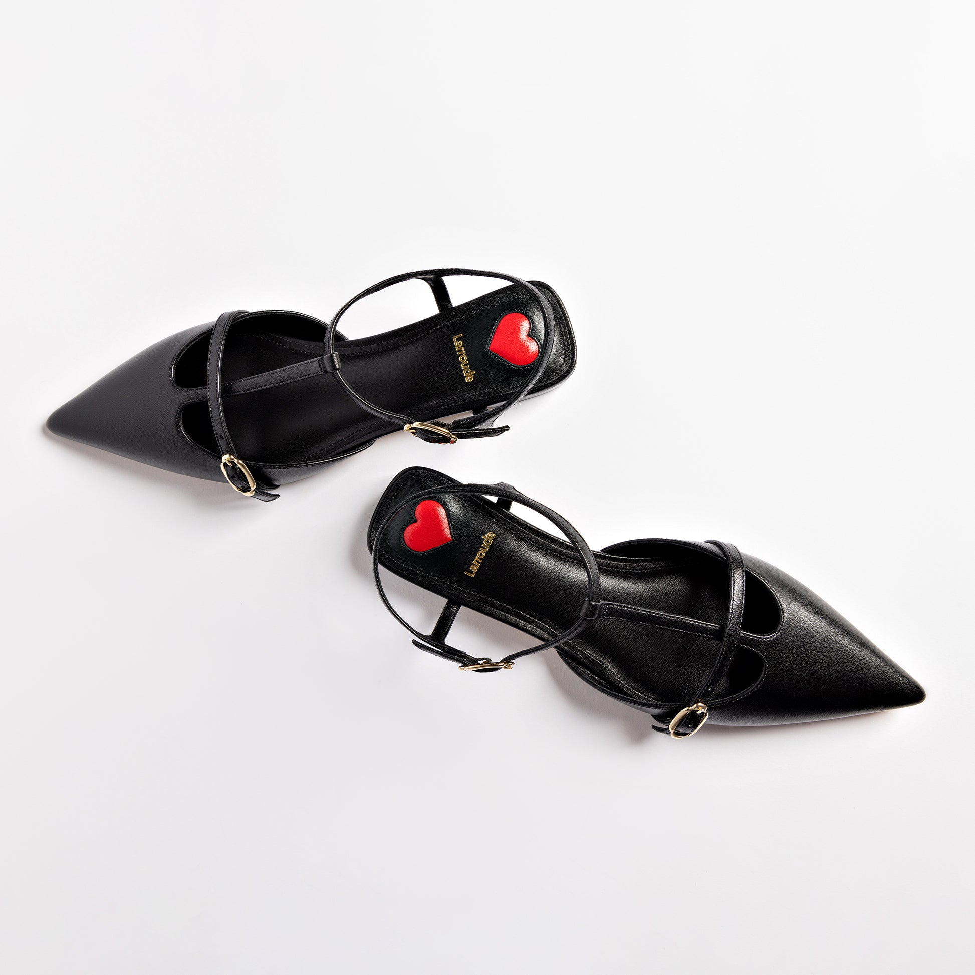 Grace Flat In Black Leather by Larroudé