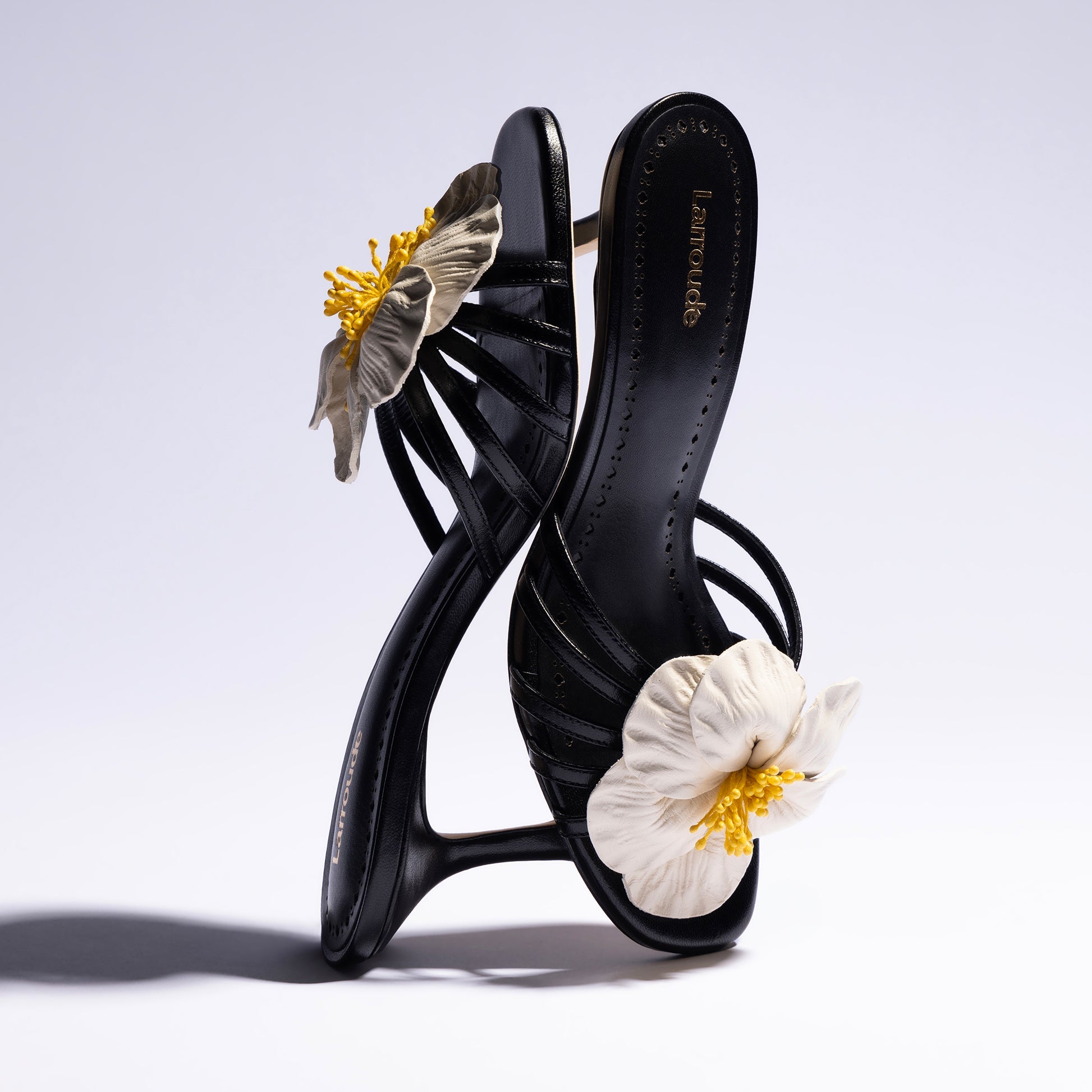 Magnolia Mule In Black Leather by Larroudé