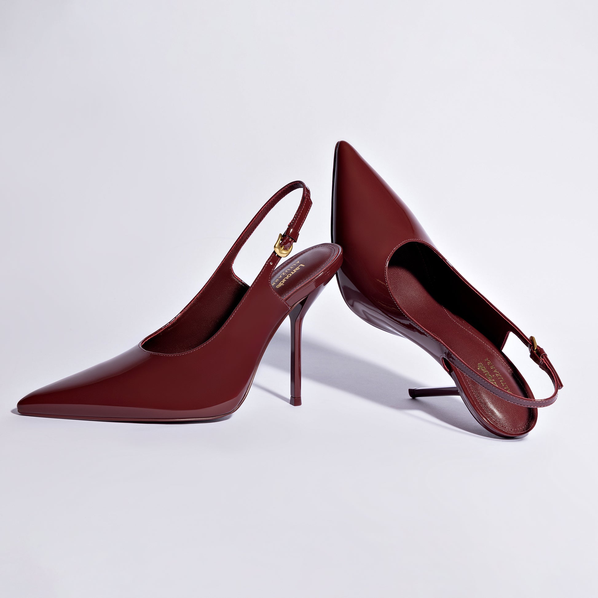 Larroudé x Altuzarra Pump In Burgundy Patent Leather by Larroudé