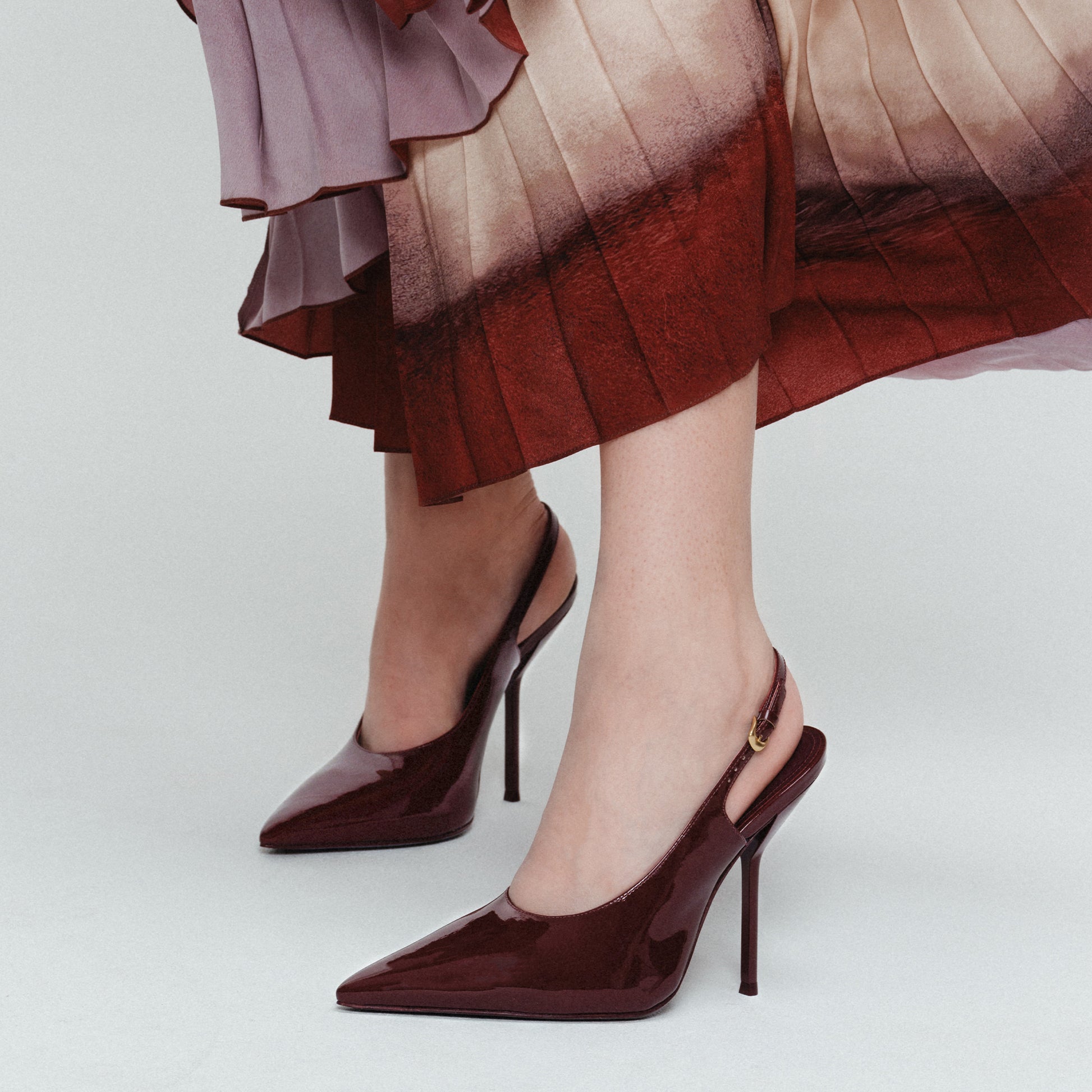 Larroudé x Altuzarra Pump In Burgundy Patent Leather by Larroudé