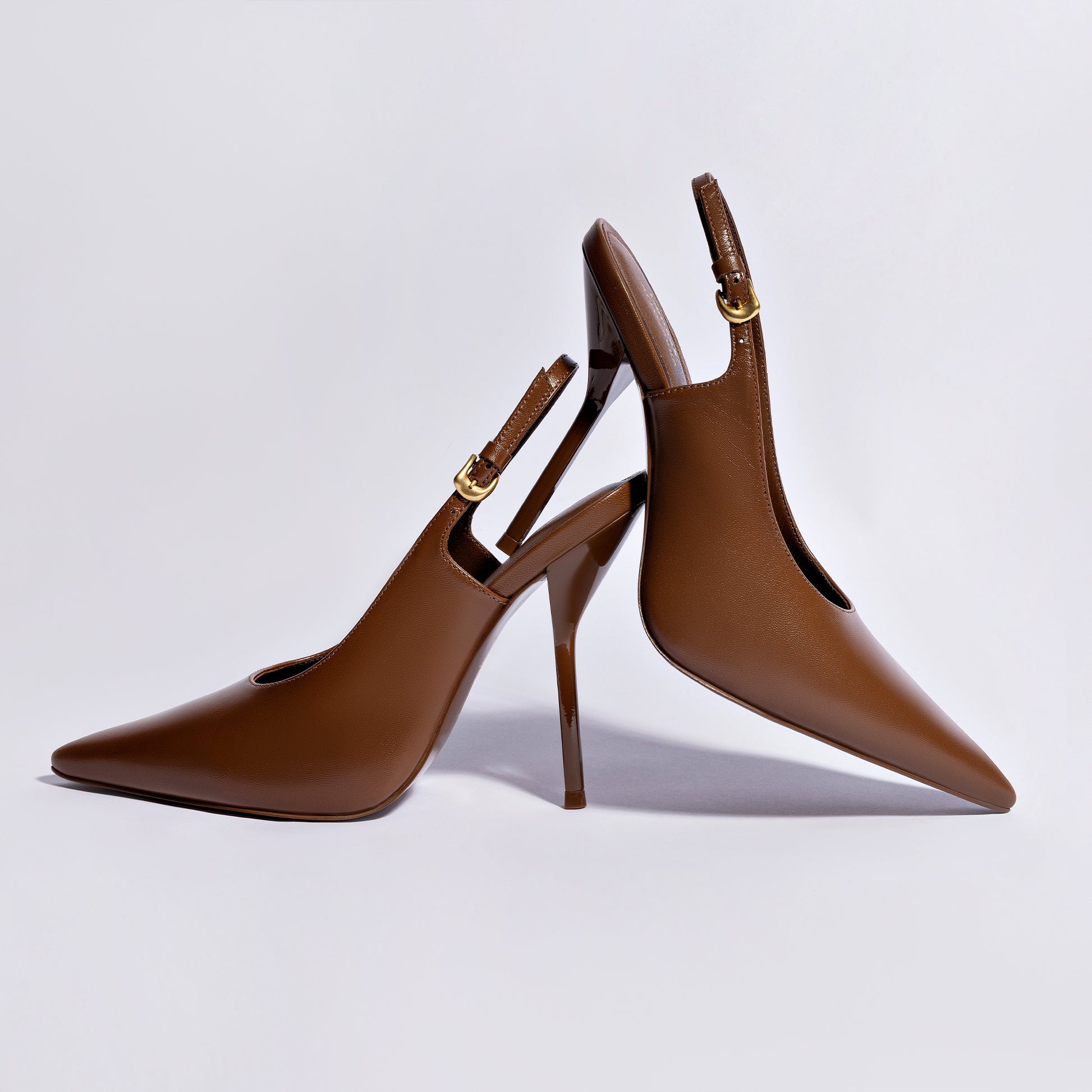 Larroudé x Altuzarra Pump In Burnt Umber Leather by Larroudé