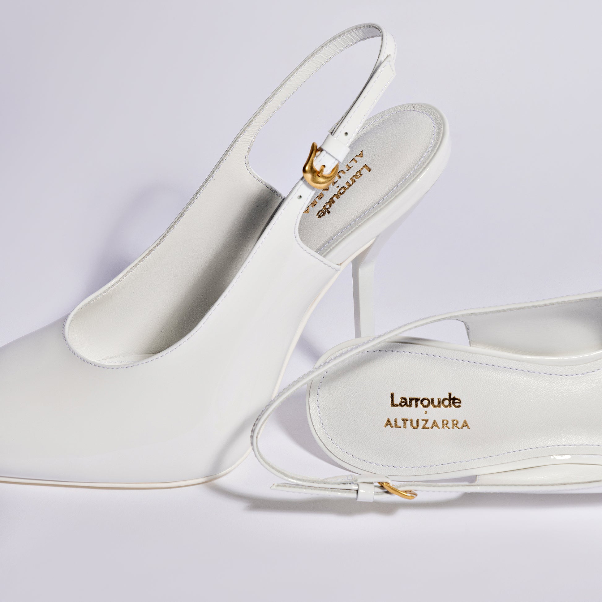 Larroudé x Altuzarra Pump In White Patent Leather by Larroudé