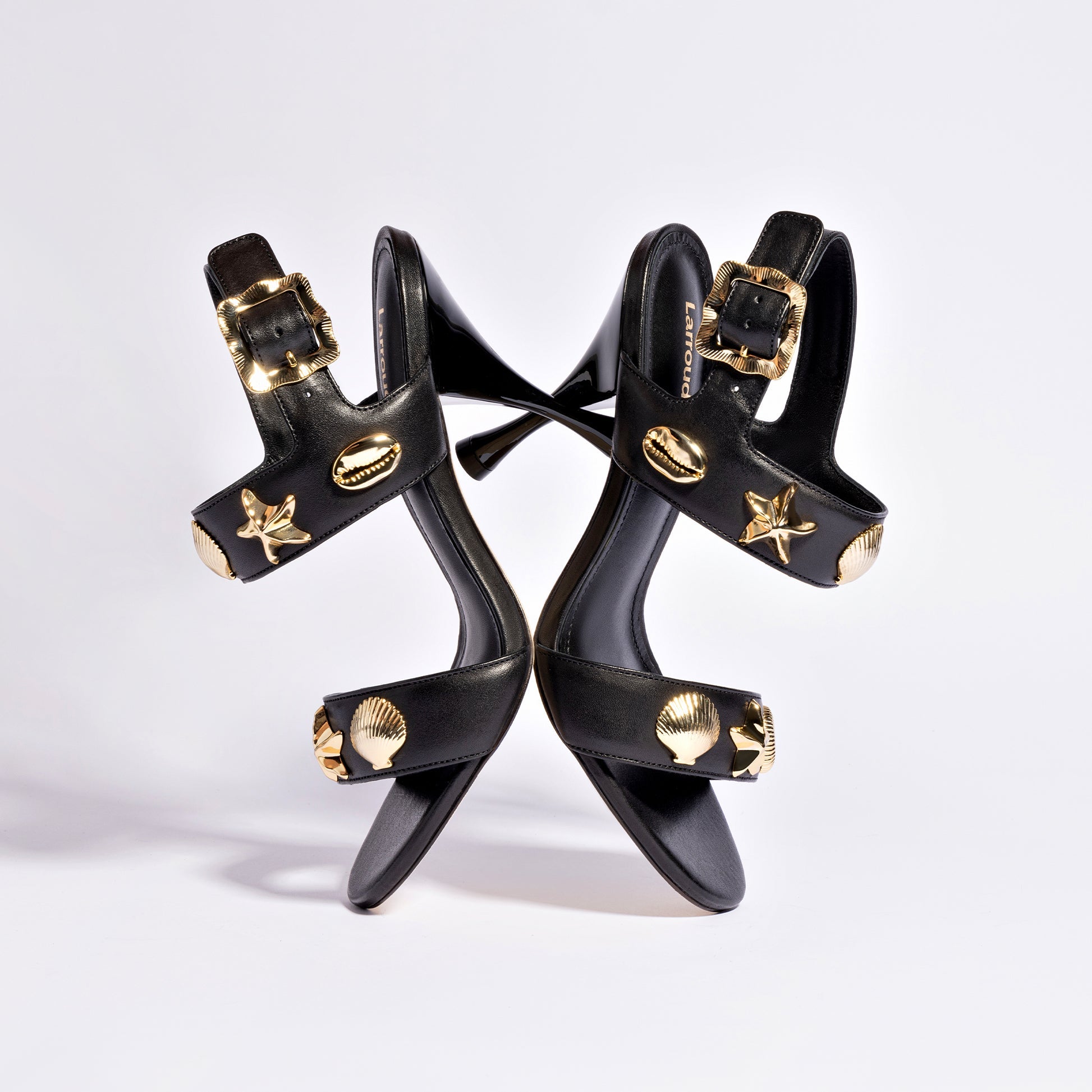 Madison Sandal In Black Leather by Larroudé