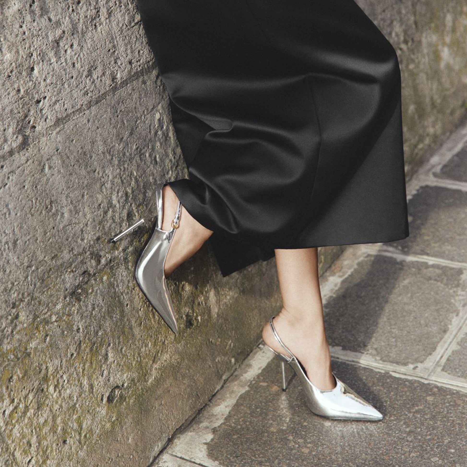 Larroudé x Altuzarra Pump In Silver Specchio by Larroudé