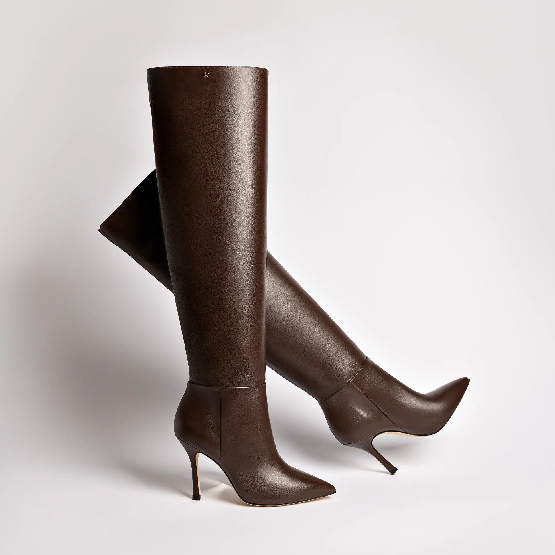 Kate Hi Boot In Brown Leather by Larroudé