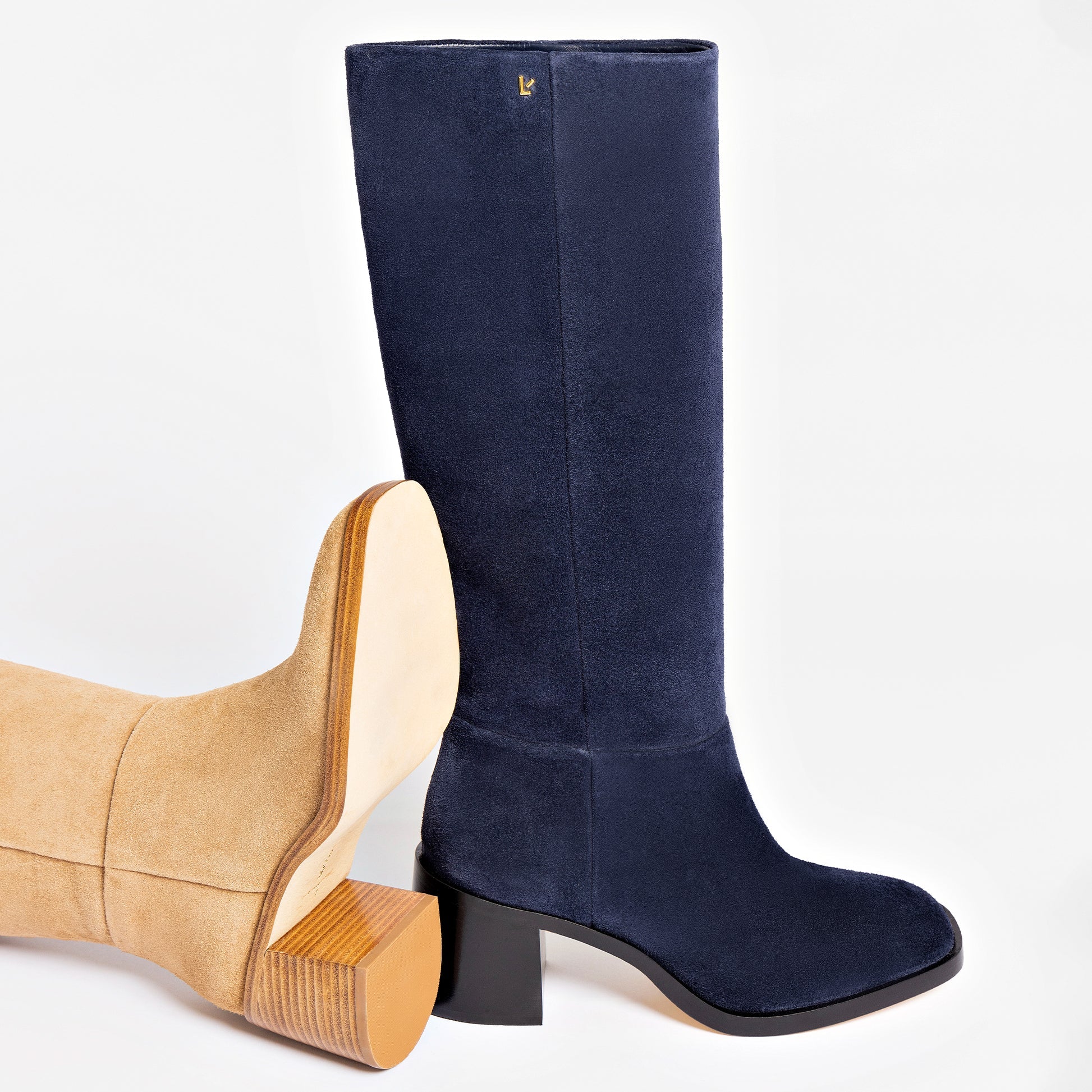 Ricky Boot In Dress Blue Suede by Larroudé