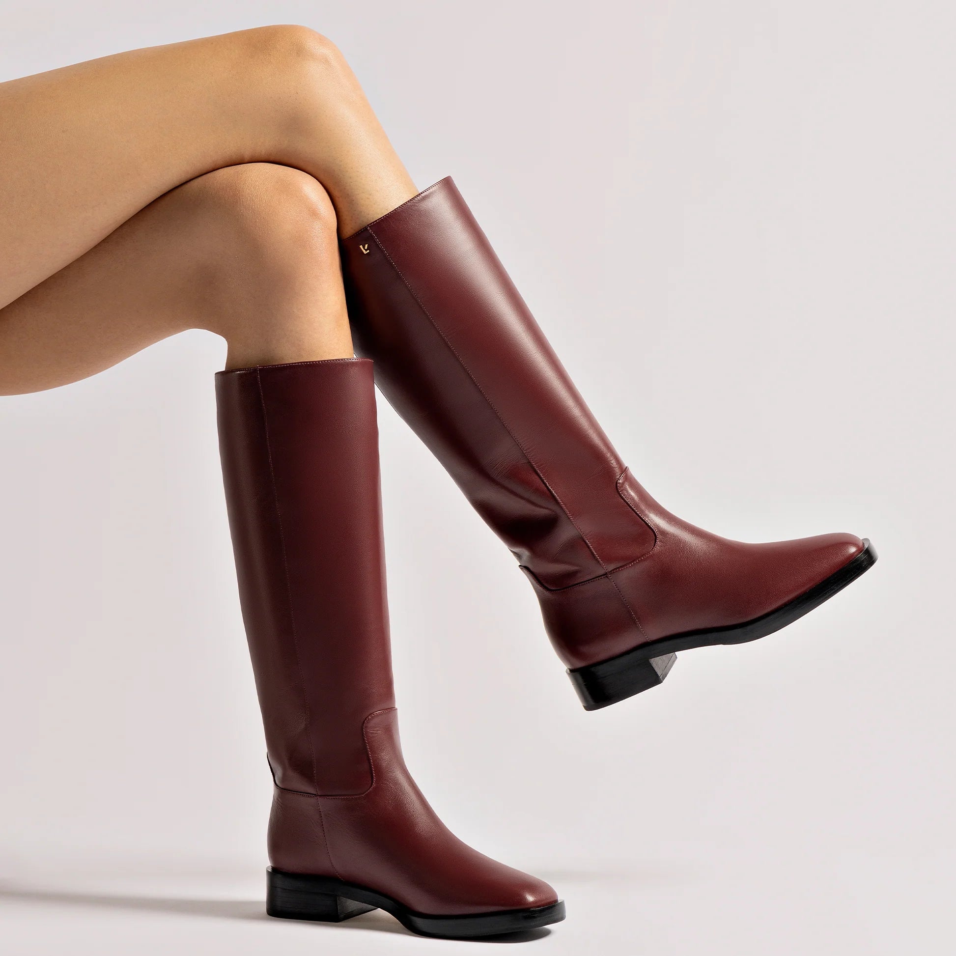 Anne Boot In Burgundy Leather by Larroudé