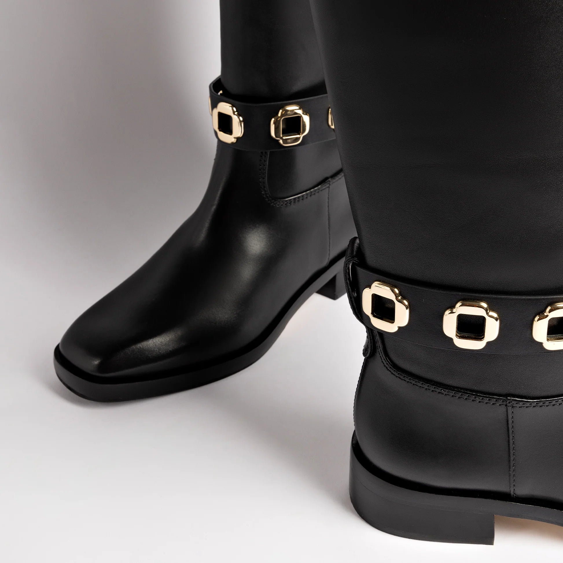 Milan Flat Boot In Black Leather by Larroudé