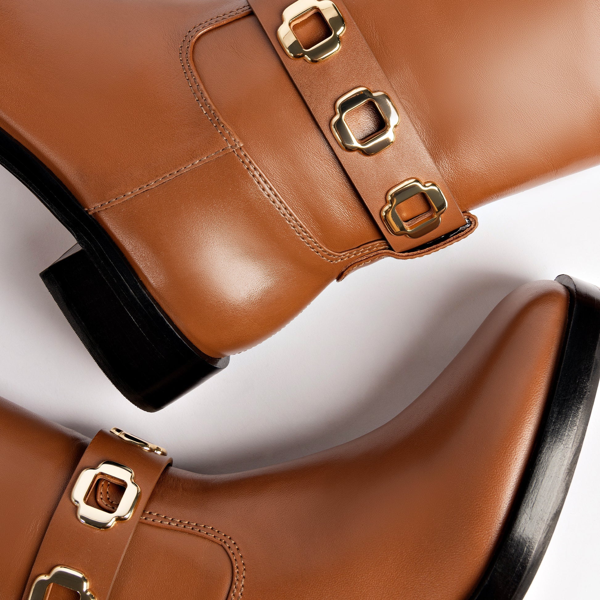 Milan Flat Boot In Caramel Leather by Larroudé