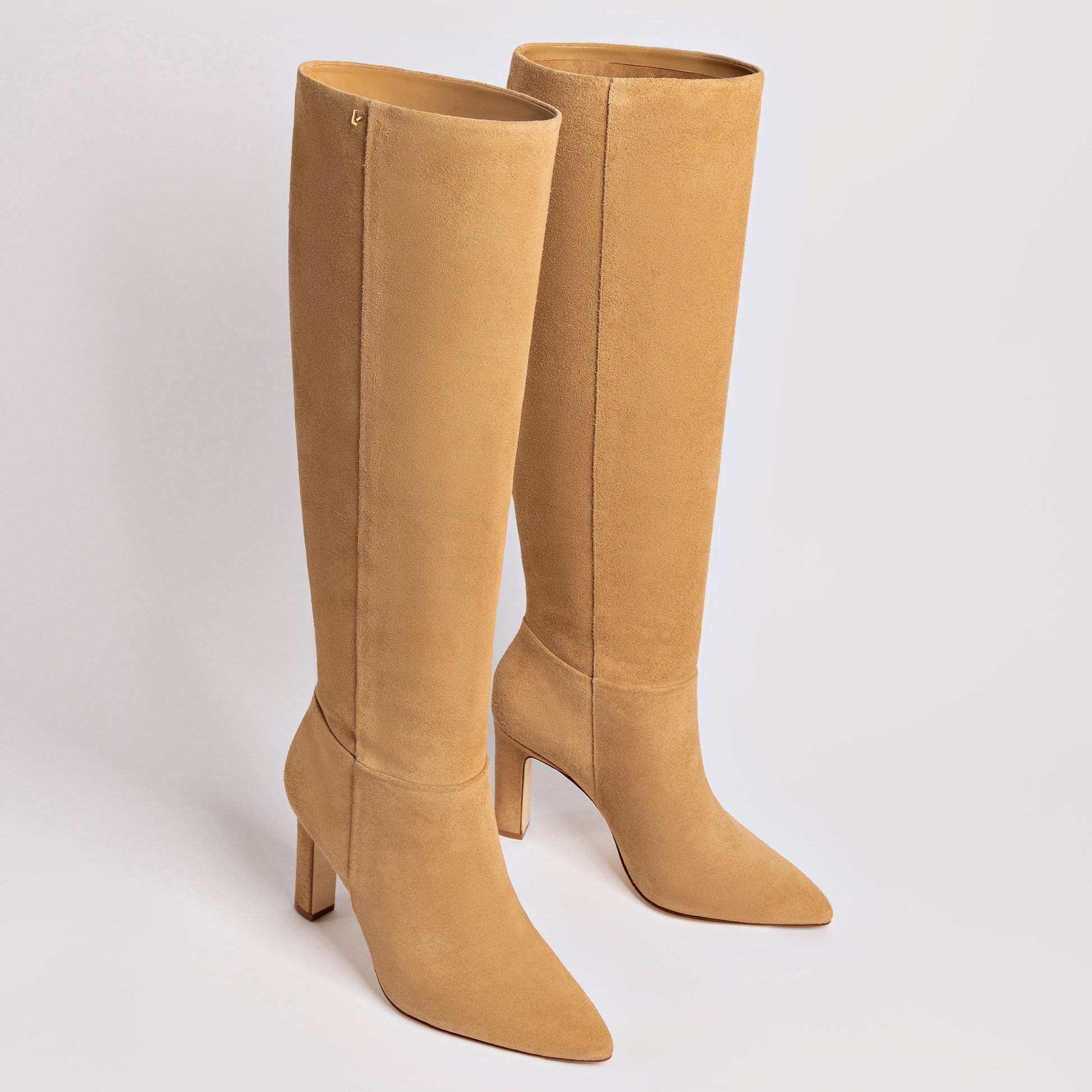 Cindy Hi Boot In Peanut Suede by Larroudé