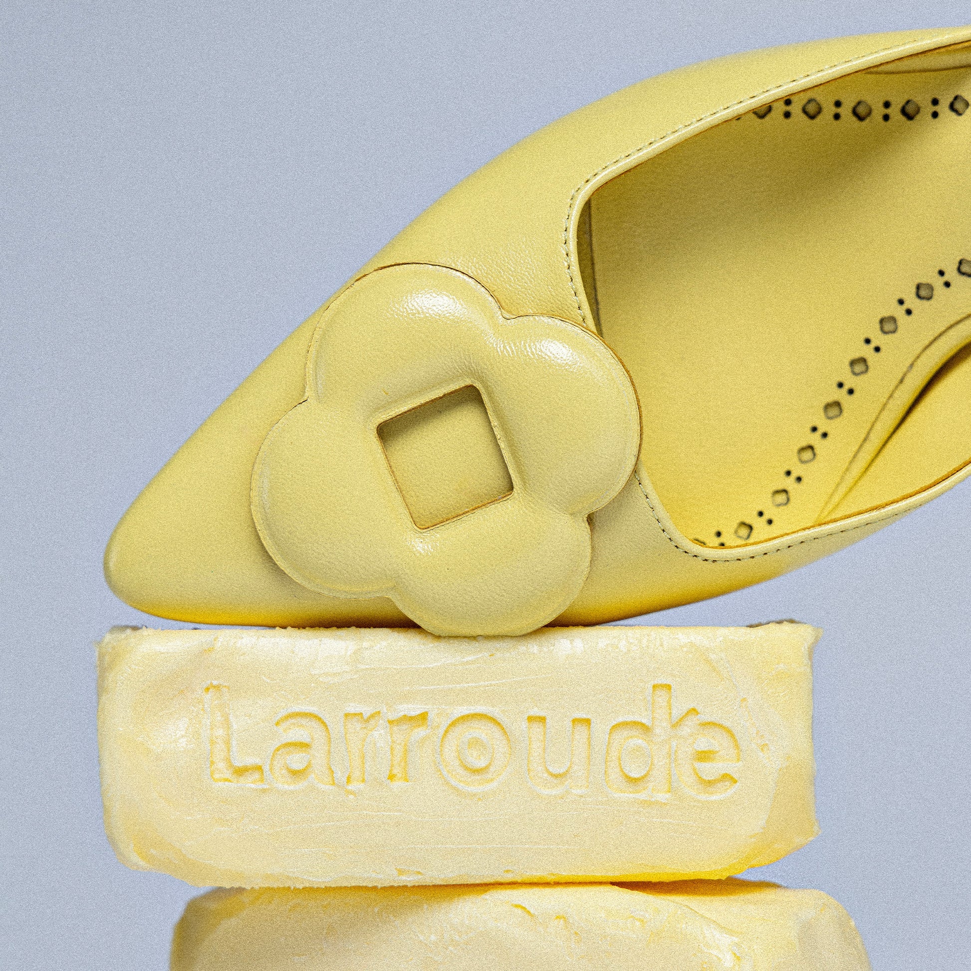 Flora Pump In Lemonade Leather by Larroudé