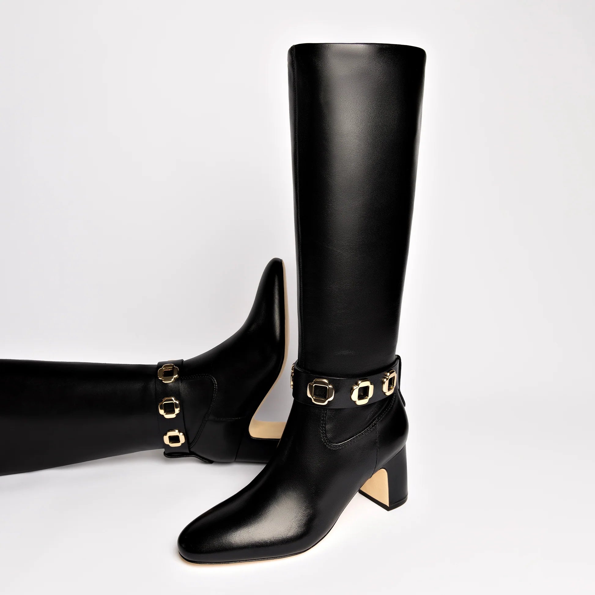 Milan Block Boot In Black Leather by Larroudé