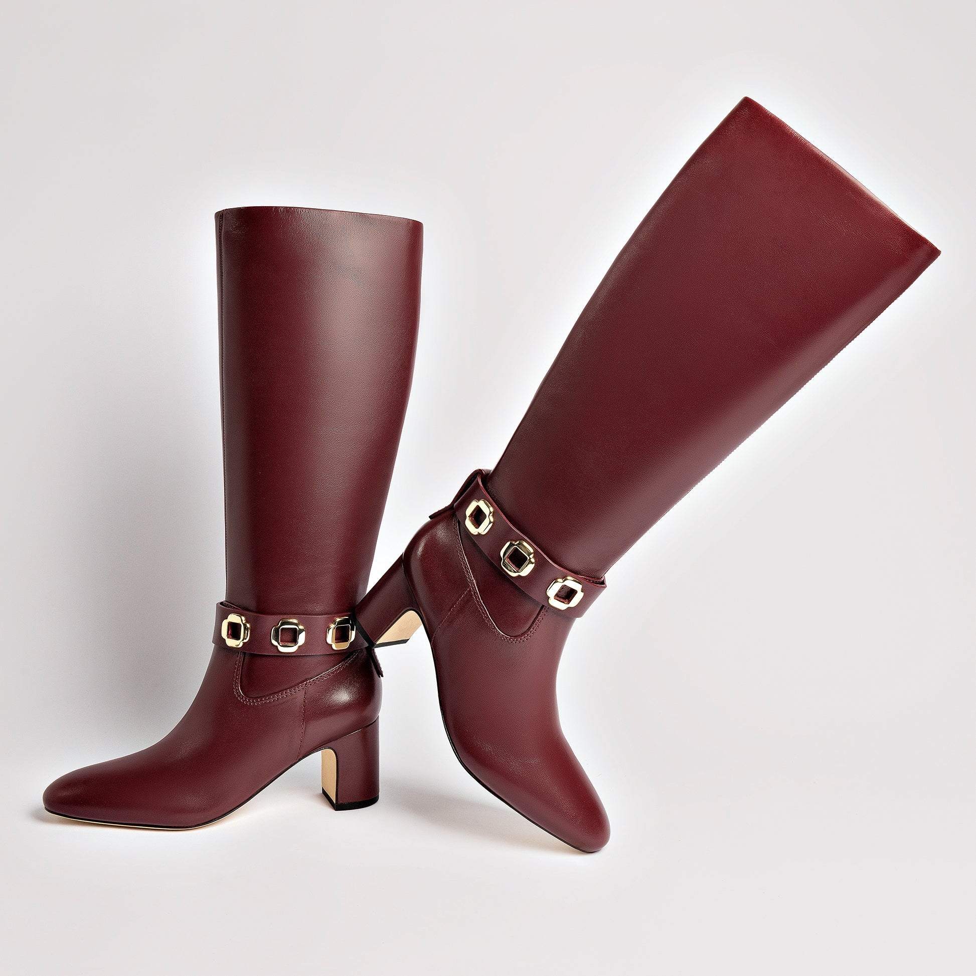 Milan Block Boot In Wine Leather by Larroudé