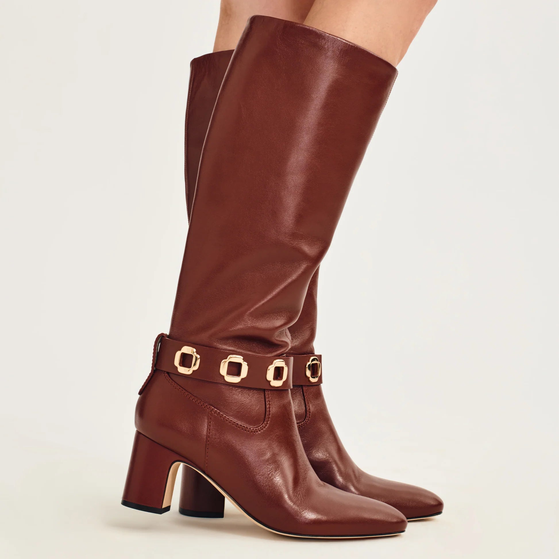 Milan Block Boot In Wine Leather by Larroudé