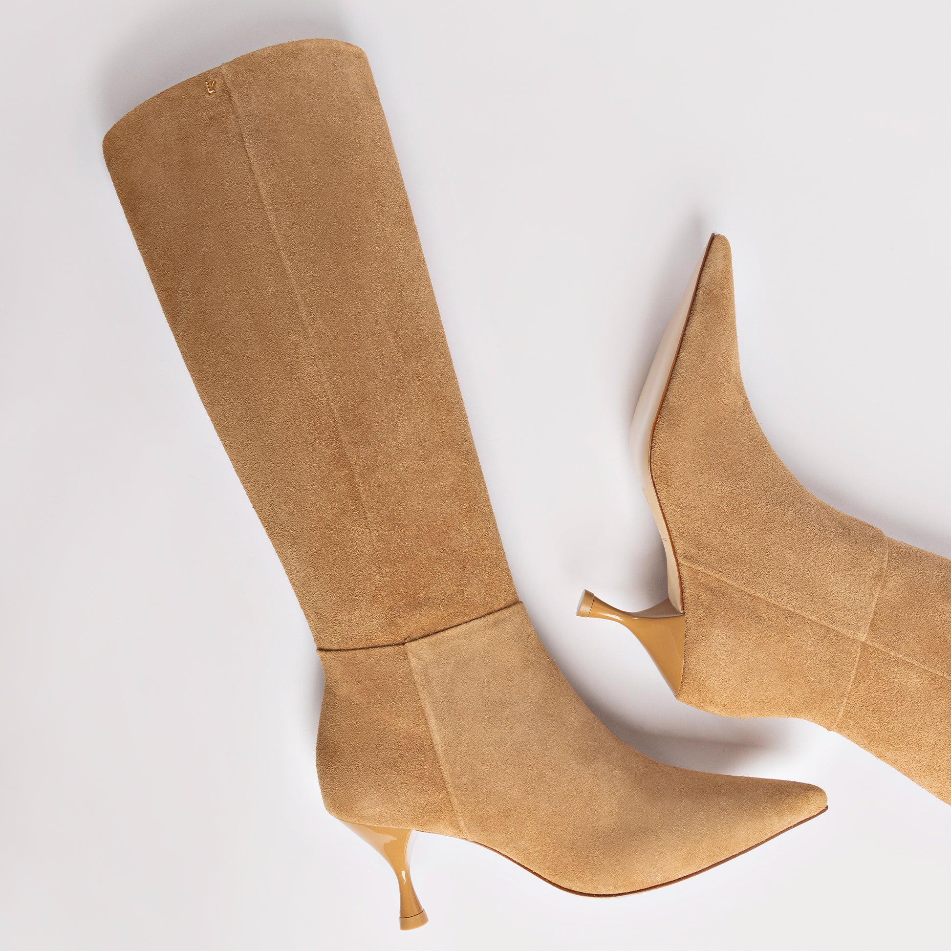 Georgia Boot In Peanut Suede by Larroude