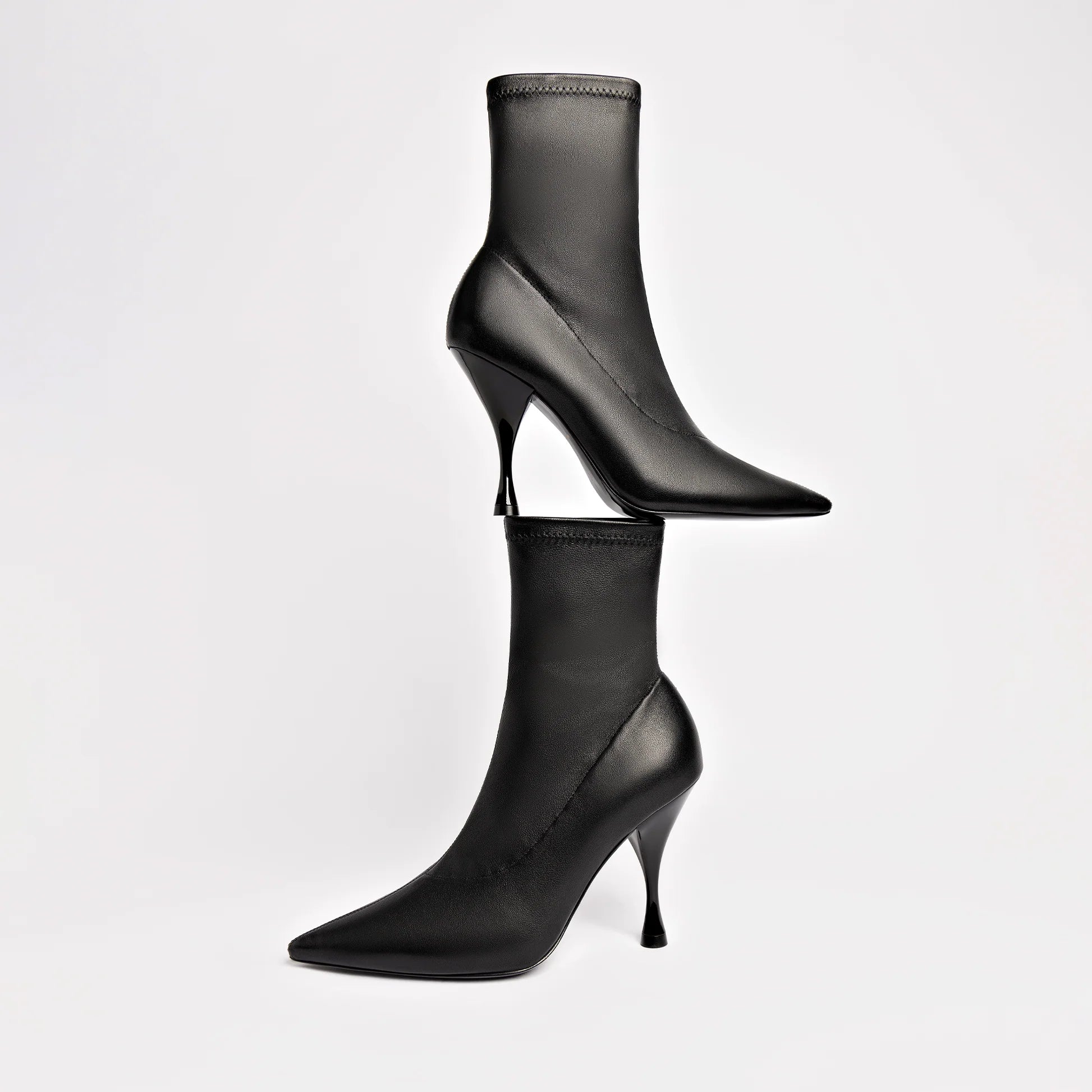 Mini Georgia Boot In Black Stretch Leather by Larroudé