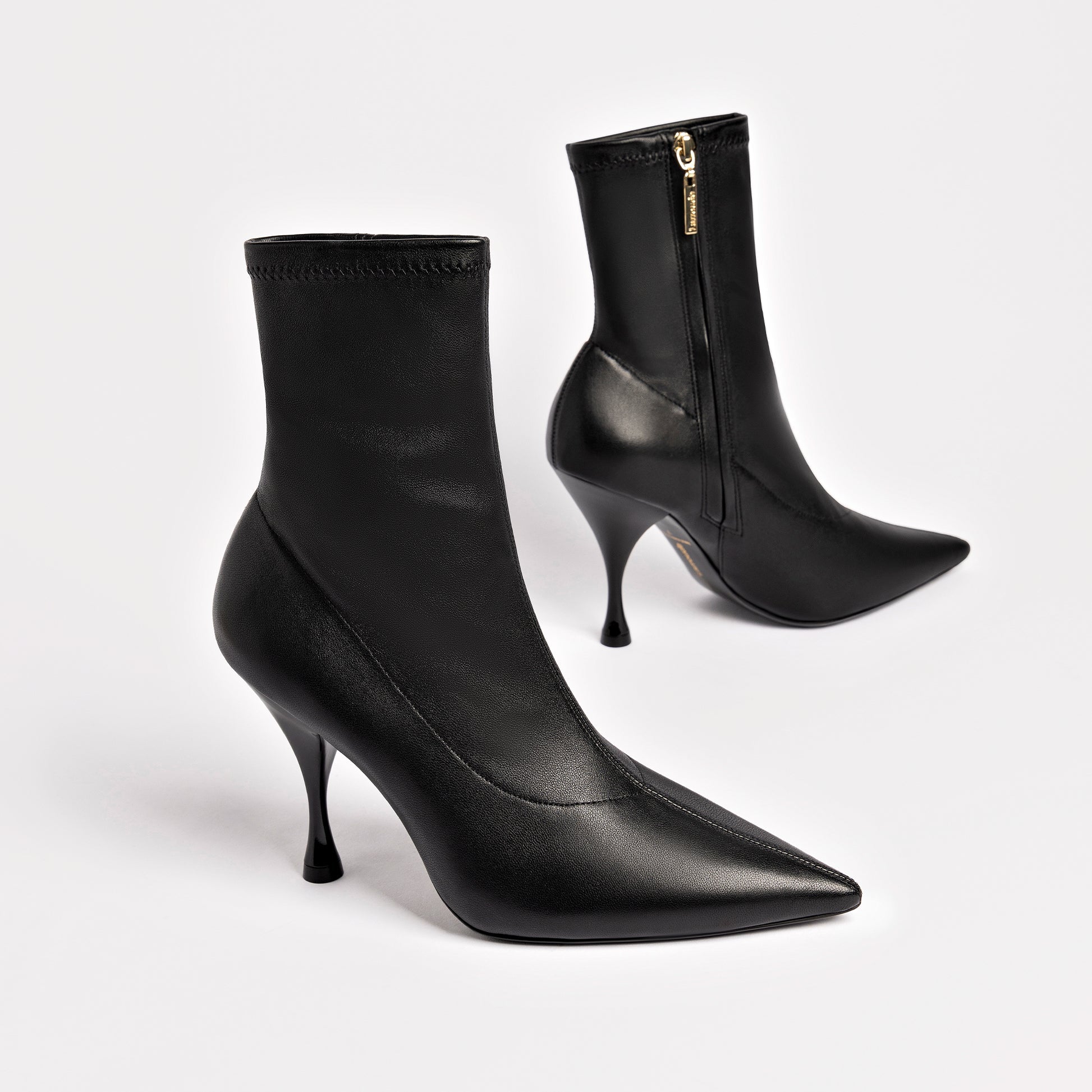 Mini Georgia Boot In Black Stretch Leather by Larroudé