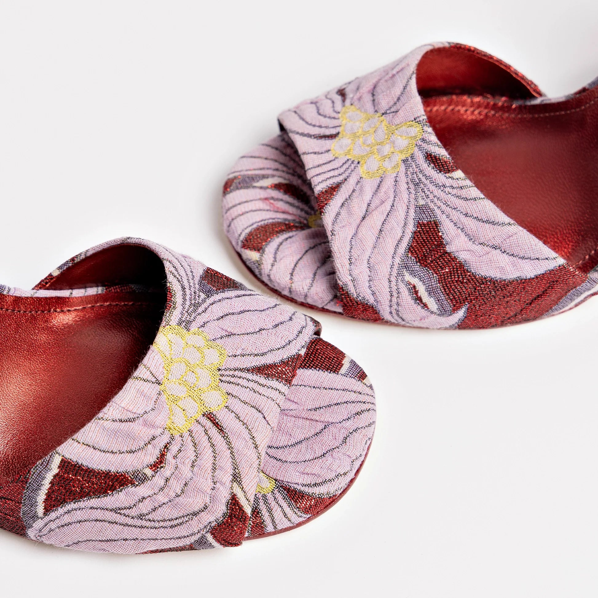 Larroudé x Markarian Wedge In Red Floral Dutel by Larroudé