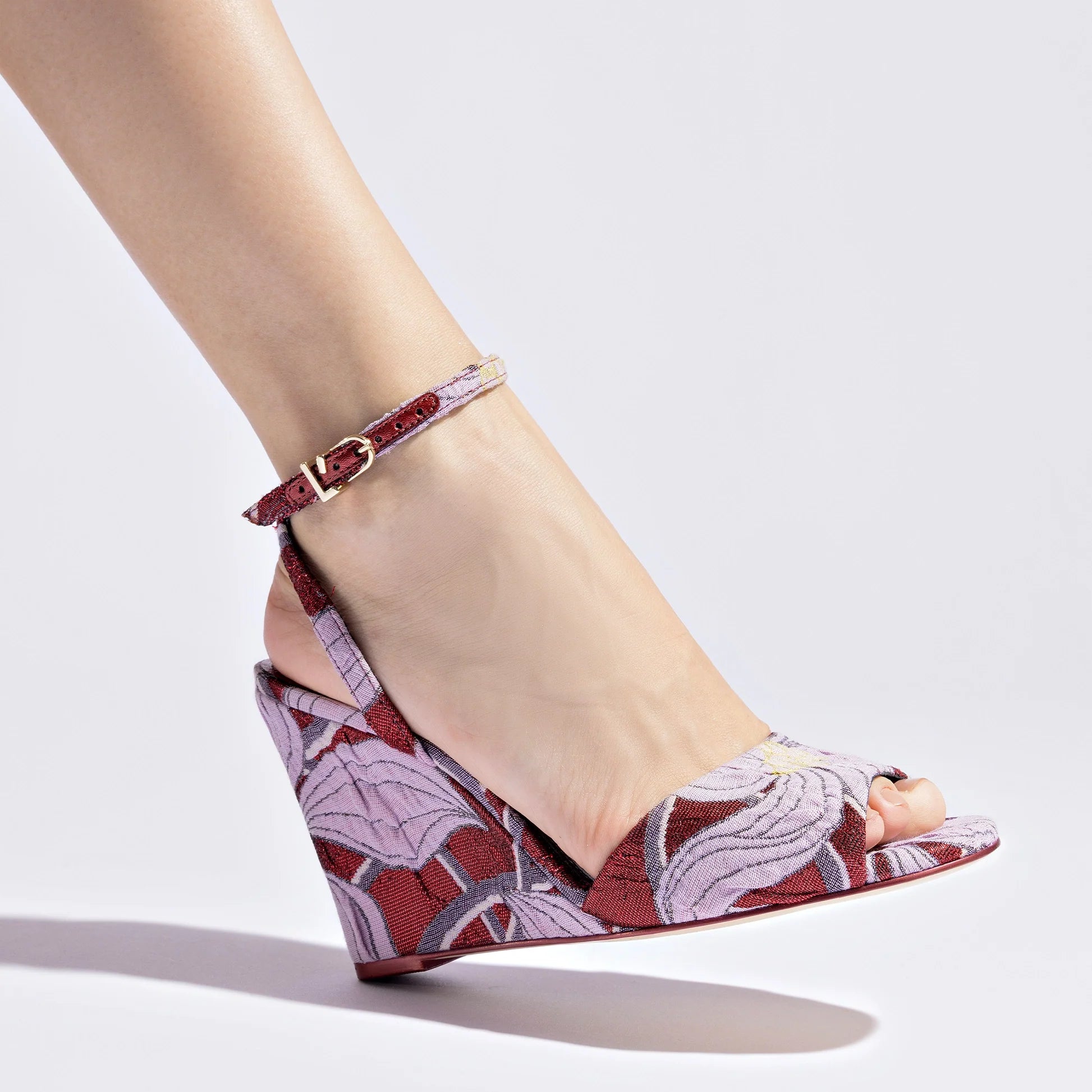 Larroudé x Markarian Wedge In Red Floral Dutel by Larroudé