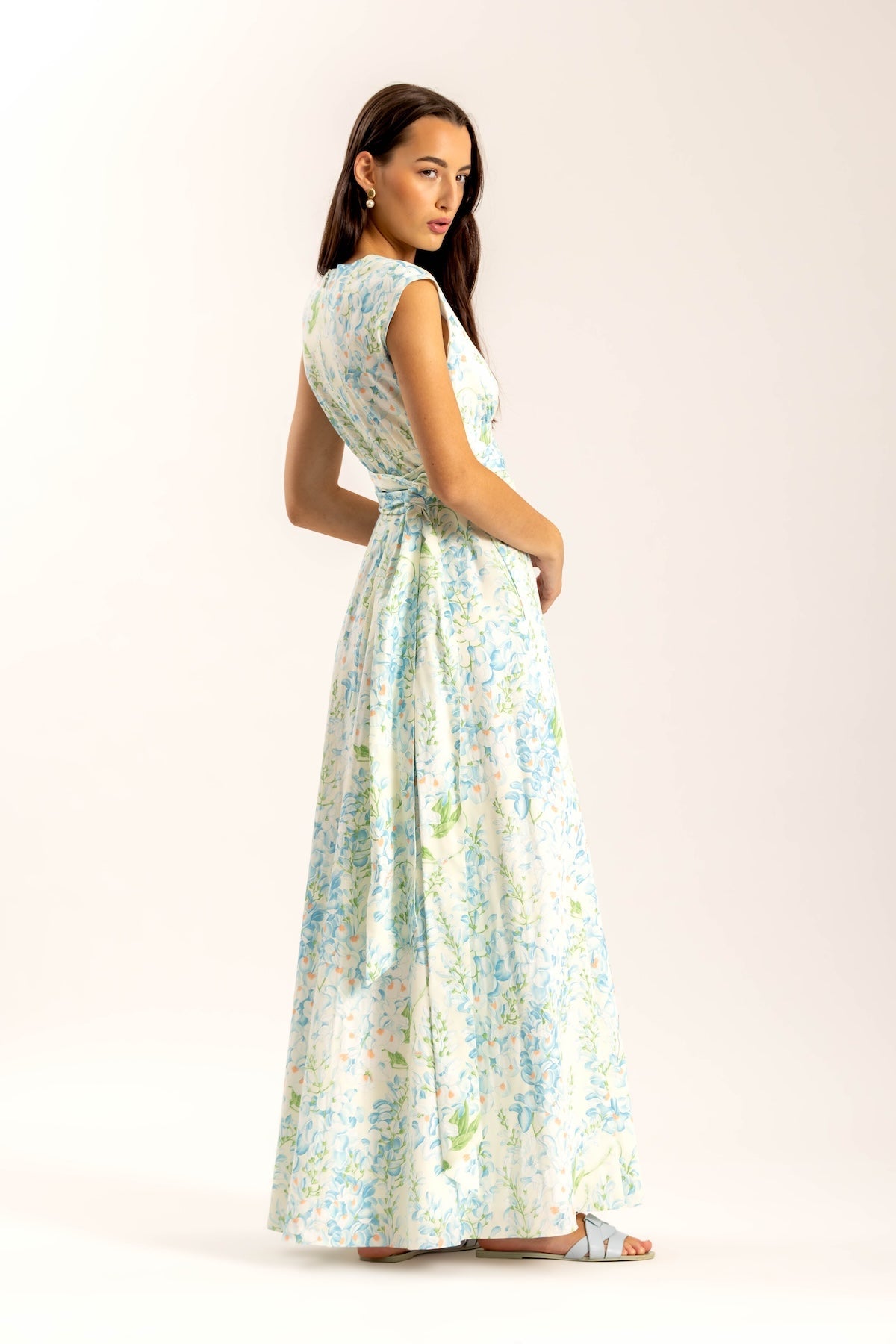 Fiamma Blue Wisteria Floral Dress by Casey Marks