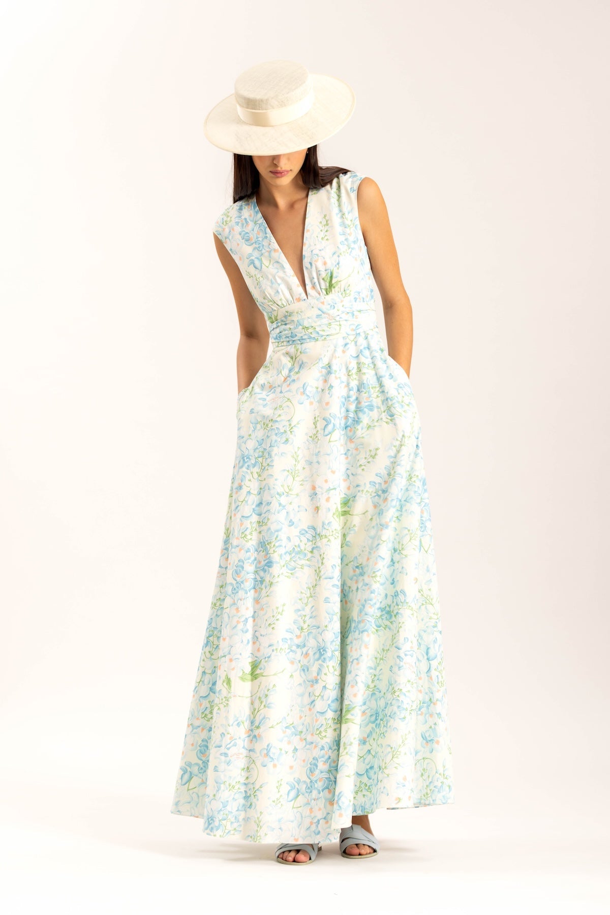 Fiamma Blue Wisteria Floral Dress by Casey Marks