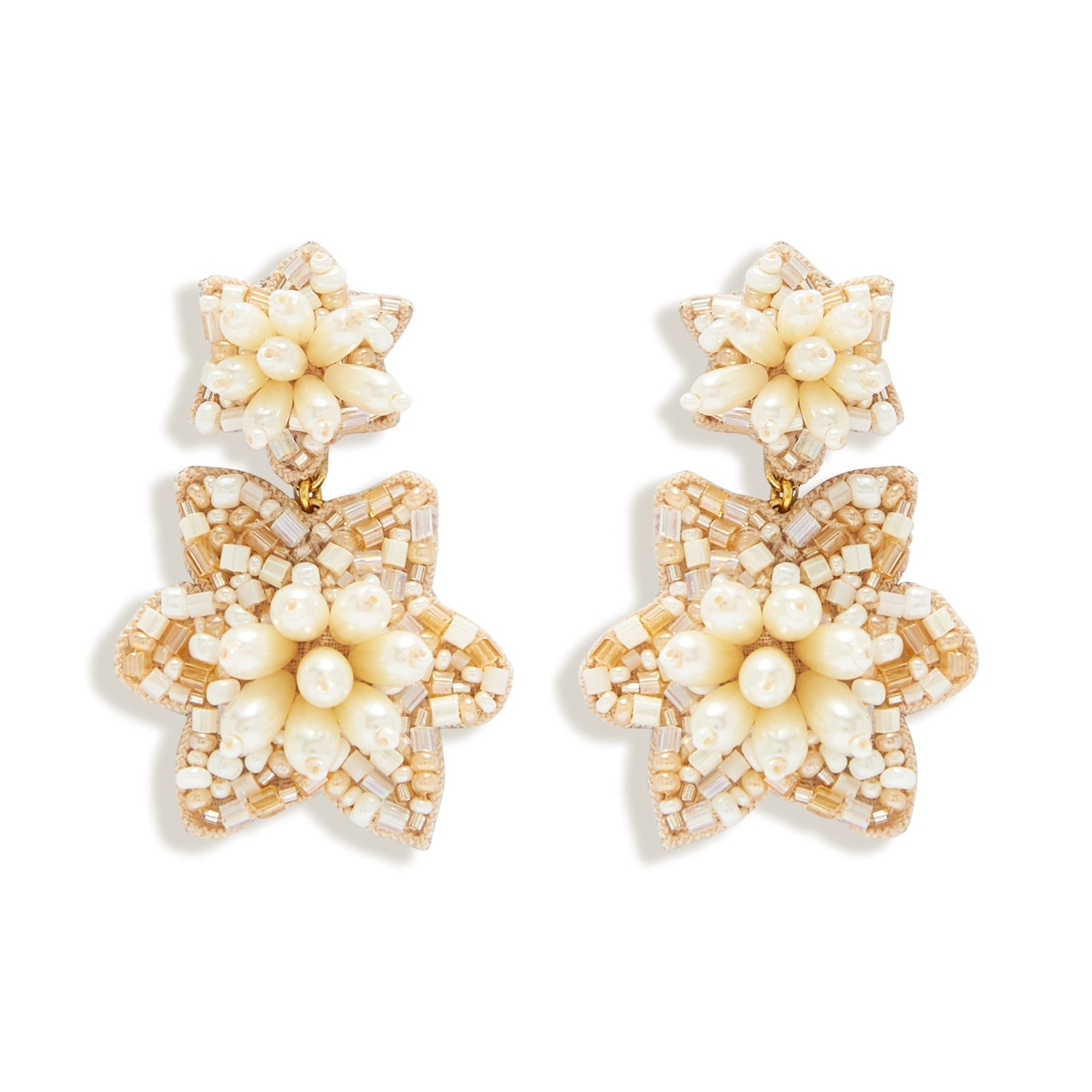 Camellia Pearl Drop Earrings Cream by Mignonne Gavigan