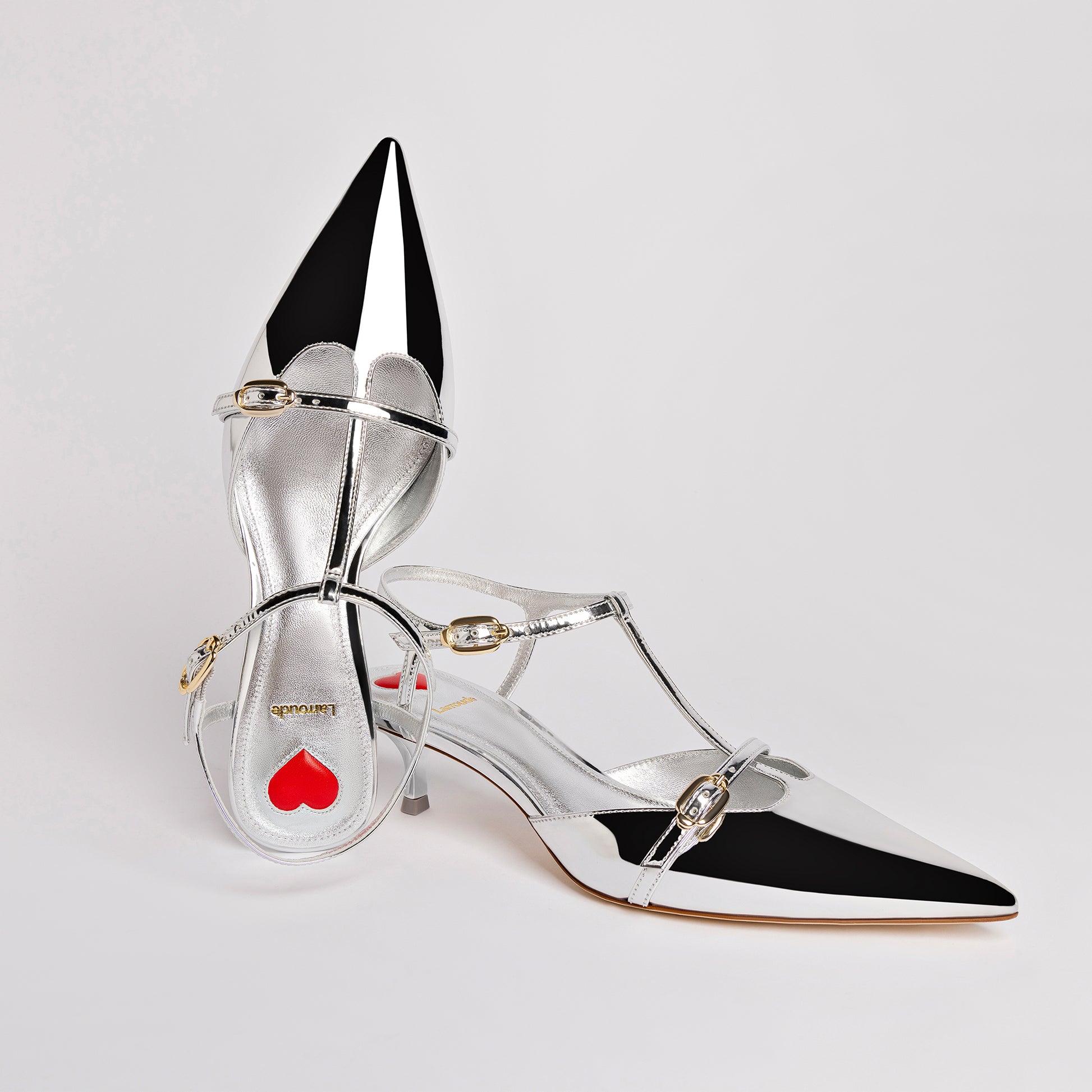 Grace Pump In Silver Specchio by Larroudé