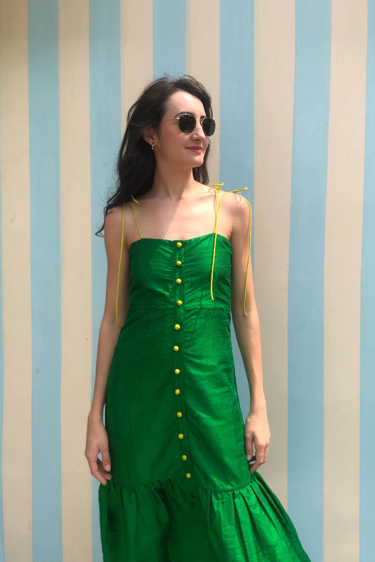 Green Marbella Silk Dress by Hess