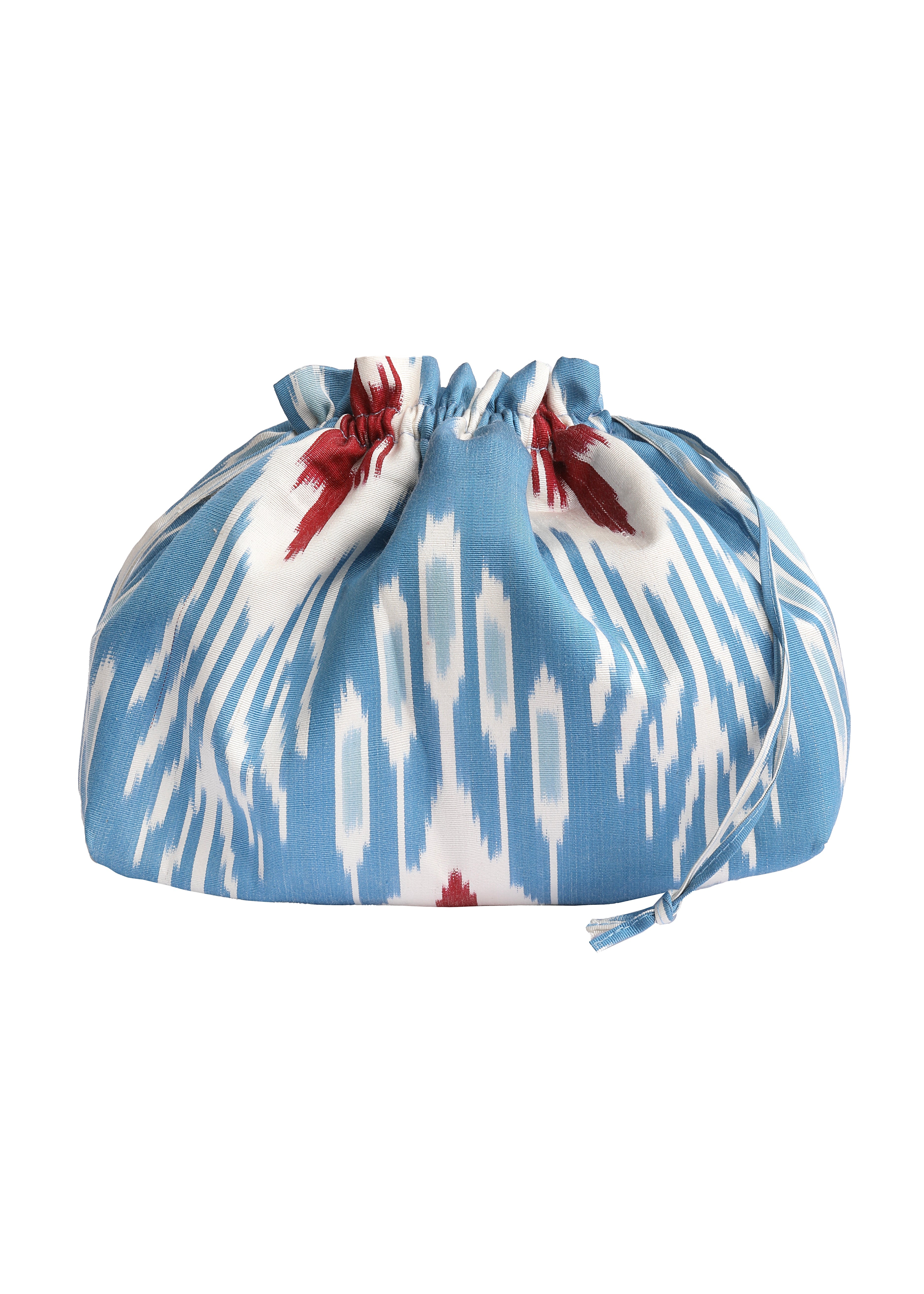 Sconset Silk Ikat Party Purse- French Blue, Red, White by Larkin Lane