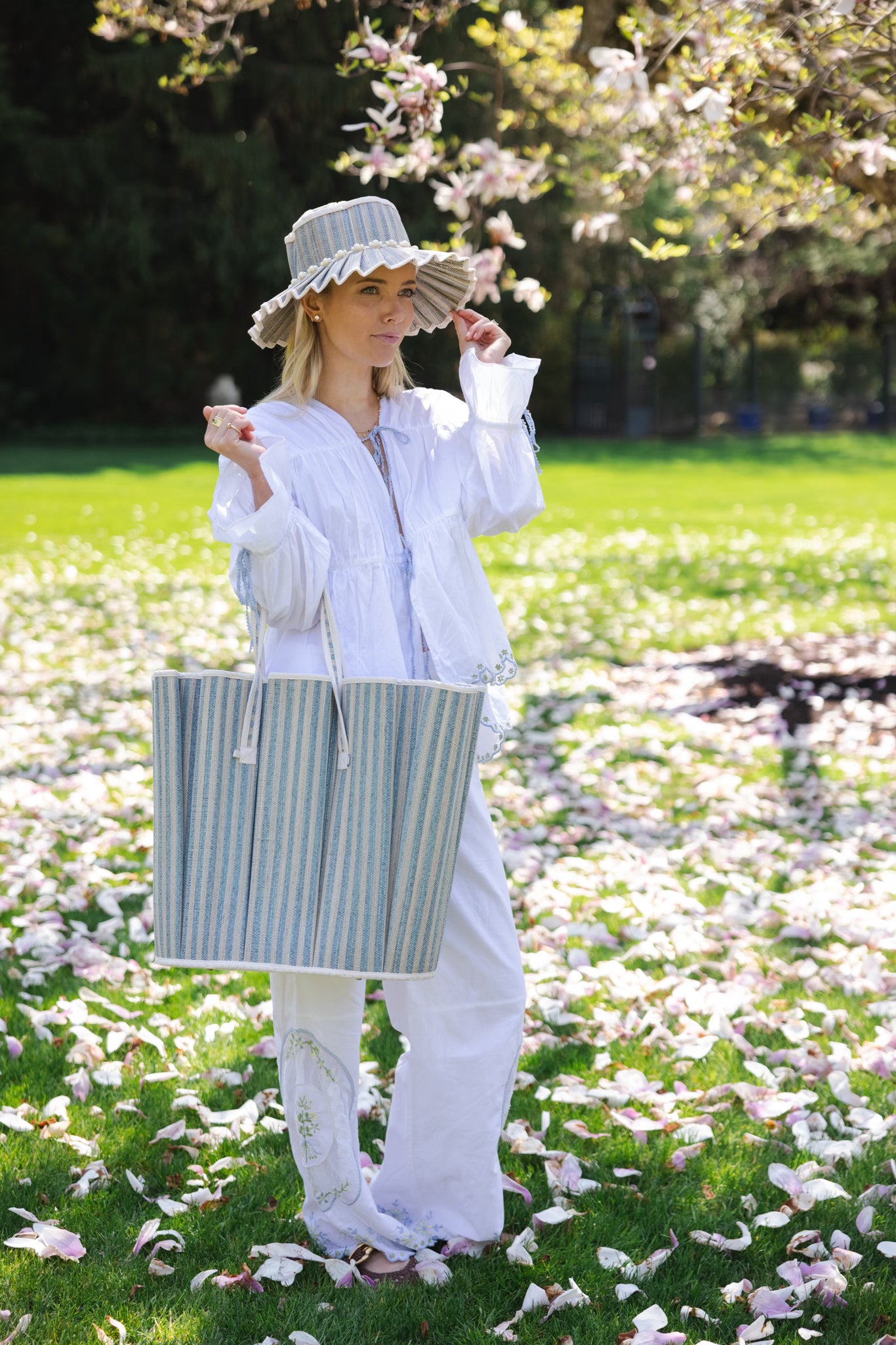 Natalie Simkins Exclusive Azure Bone | Maxi Tropez Tote by Lorna Murray