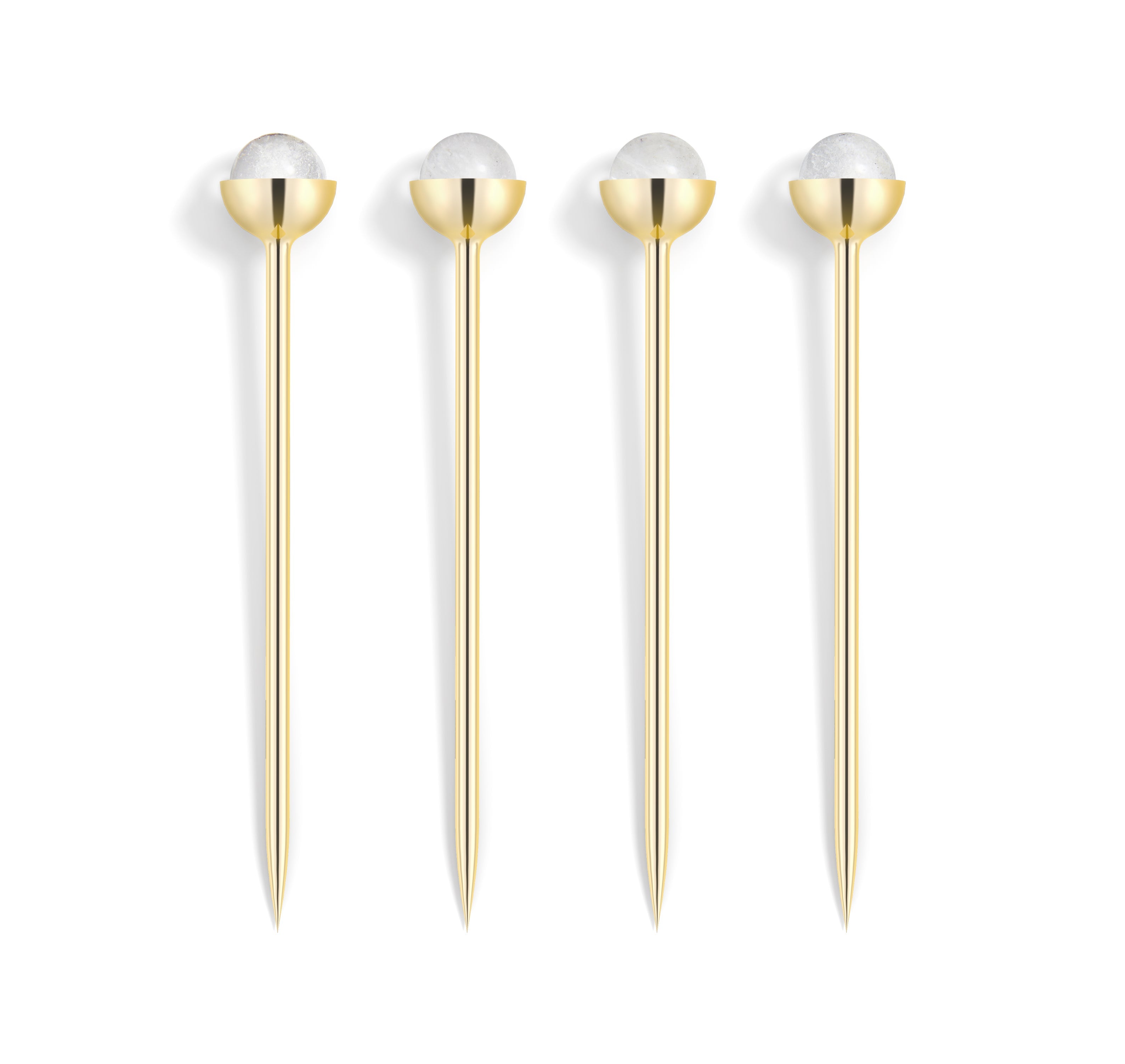 Hospitality Cocktail Picks, Gold & Crystal, Set of 4 by ANNA New York