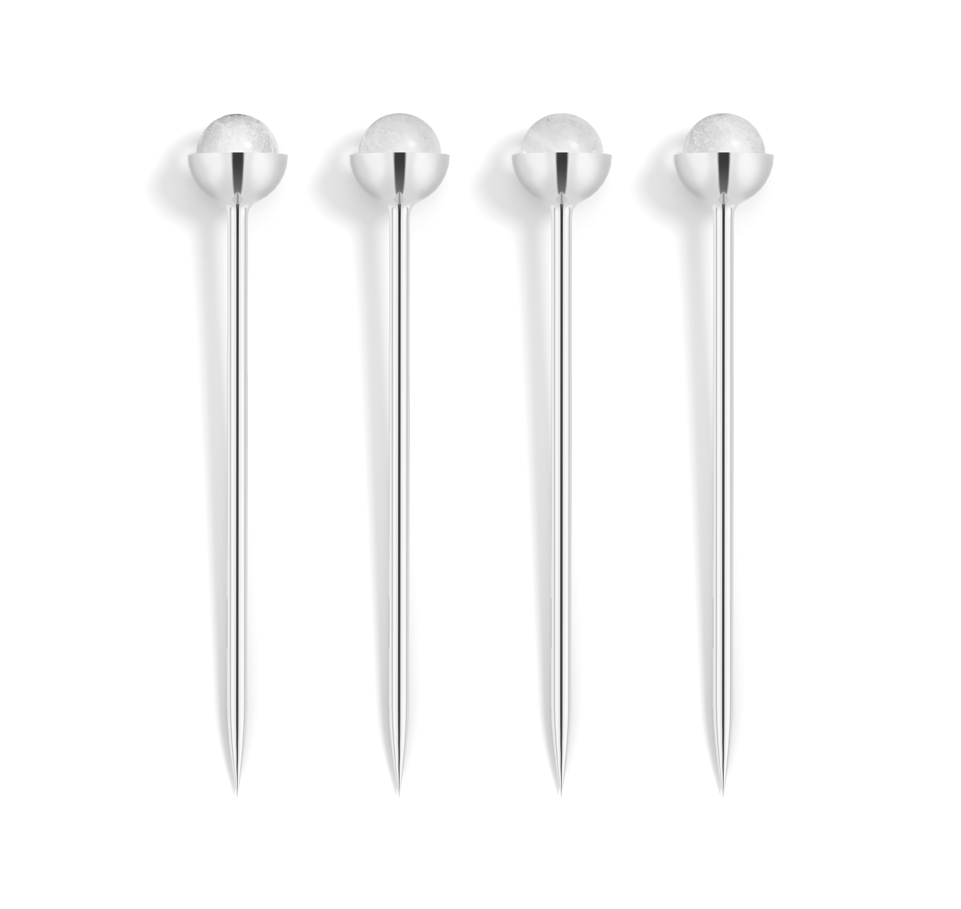 Hospitality Cocktail Picks, Silver & Crystal, Set of 4 by ANNA New York