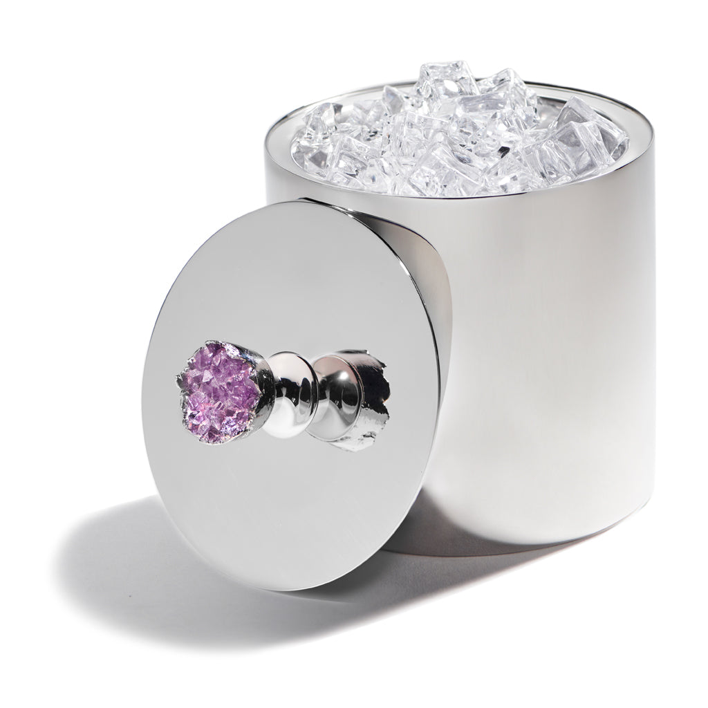 Hospitality Ice Bucket, Silver & Amethyst by ANNA New York