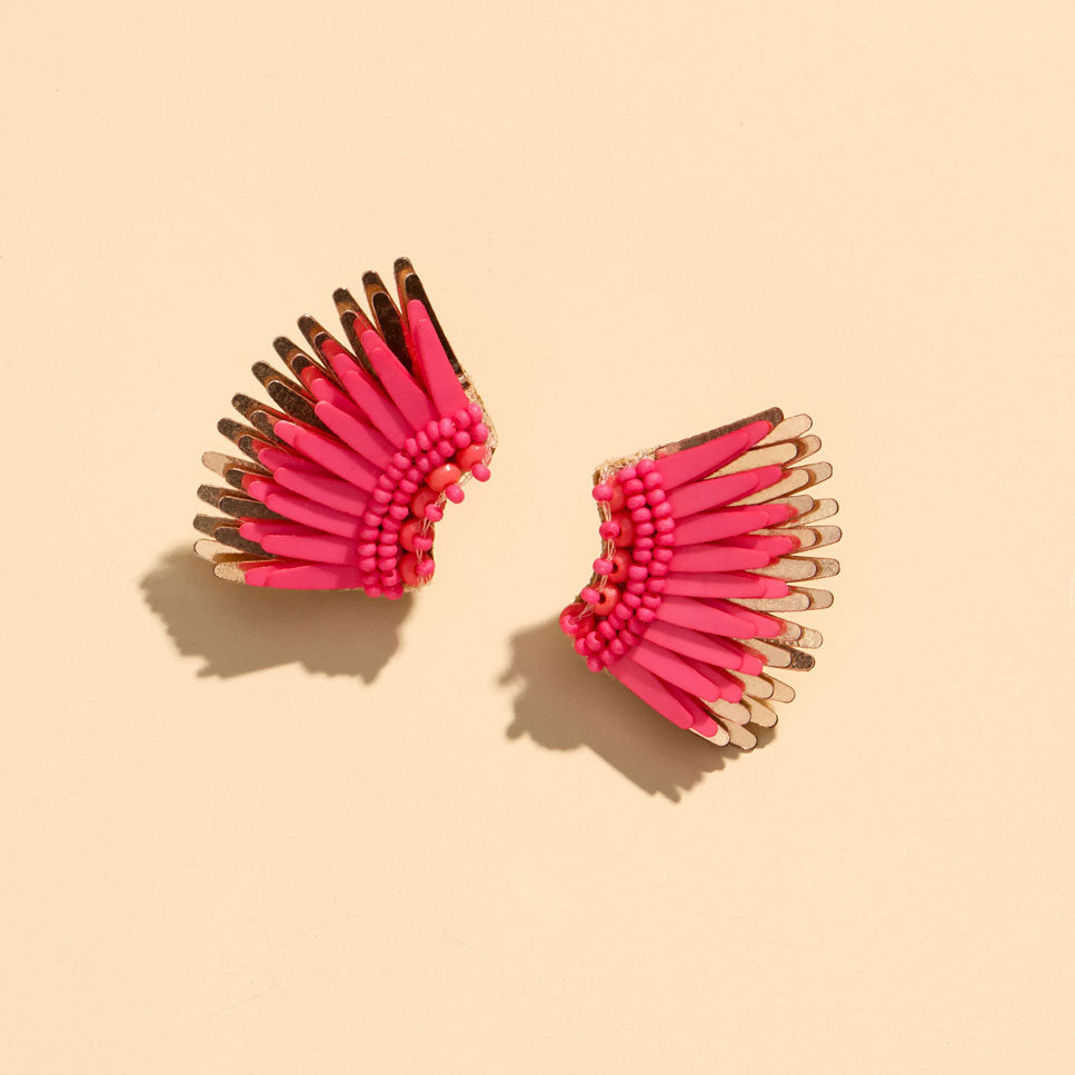 Micro Madeline Earrings Hot Pink Rose Gold by Mignonne Gavigan