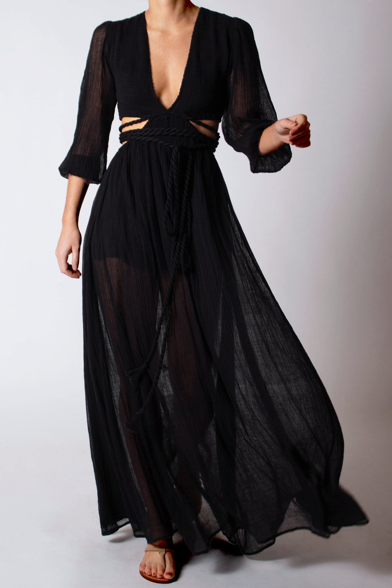 Farrah Gauze Dress - Black by Miguelina