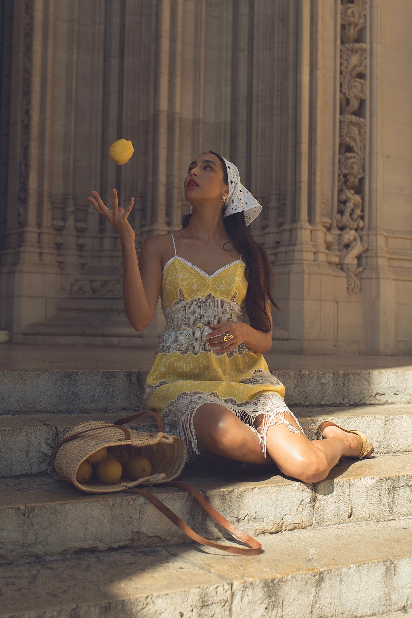 Hollis Andalusia Fringe Embroidery Dress - Limoncello by Miguelina