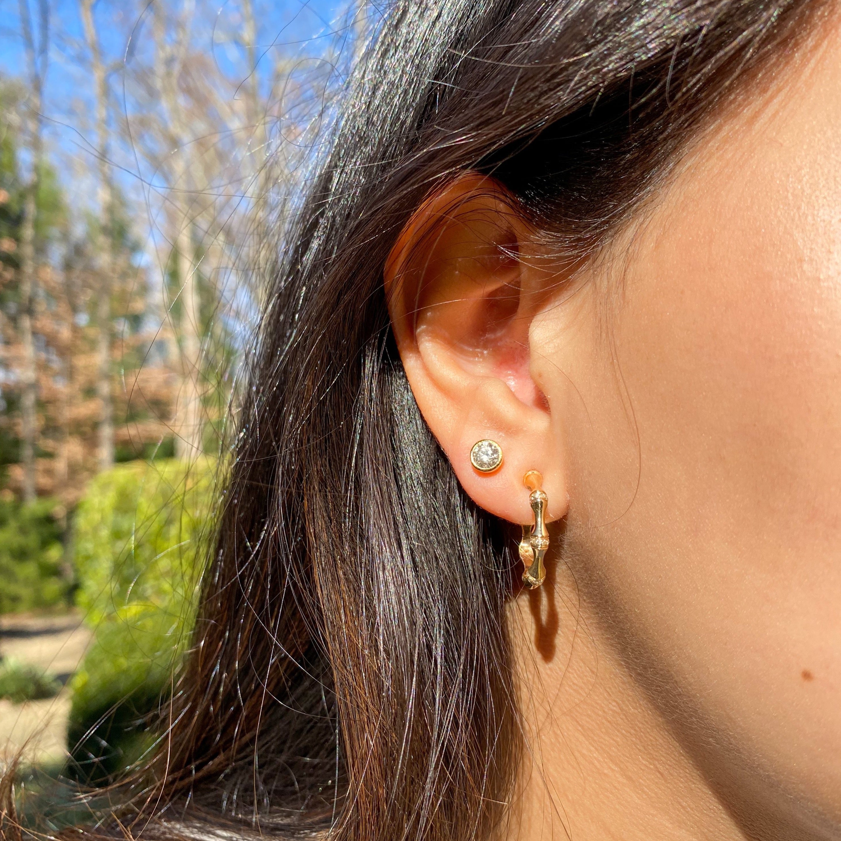 Diamond Bamboo Hoops by S. Carter Designs